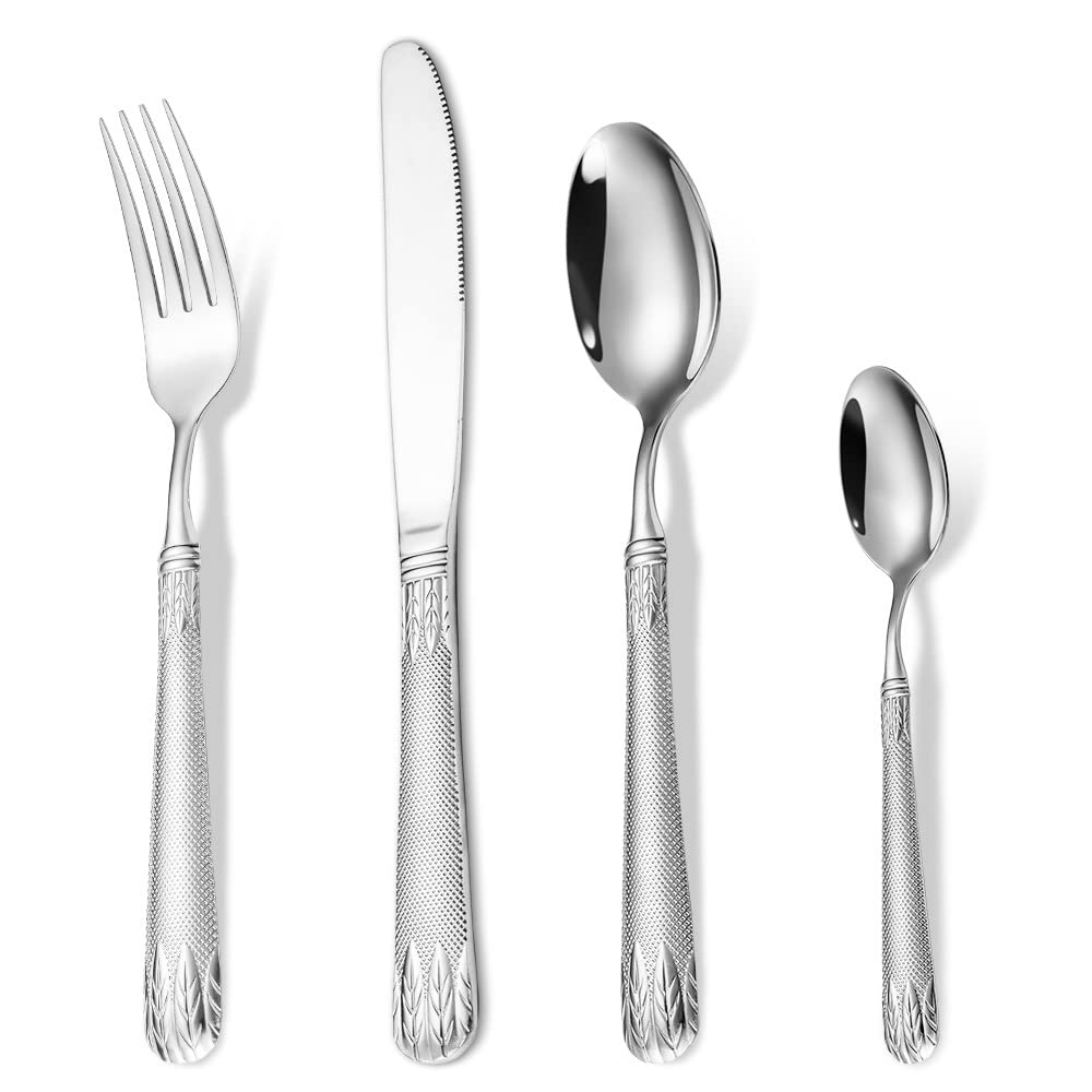 32-Piece Stainless Steel Flatware Set for 8 - Modern Royal Silverware Set with Knives, Forks, Spoons & Coffee Spoons - Mirror Polished Tableware for Home, Kitchen, Restaurant & Hotel - Perfect for Dinner Parties, Weddings & Everyday Dining