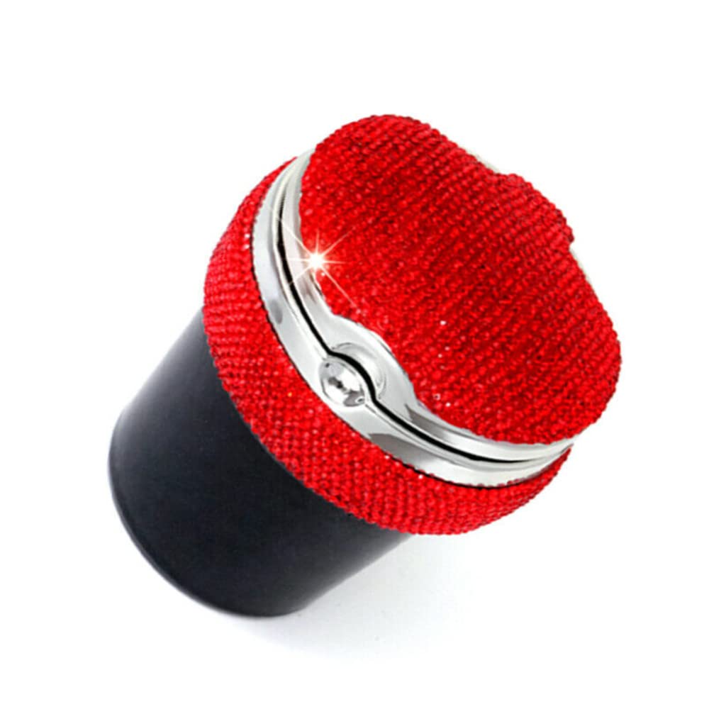 Fireproof Diamond Car Ashtray with LED Light - Auto Cigarette Ash Tray Holder Cup for Truck, Office & Vehicle Interior Accessories | Perfect for Smokers on Road Trips & Workspaces