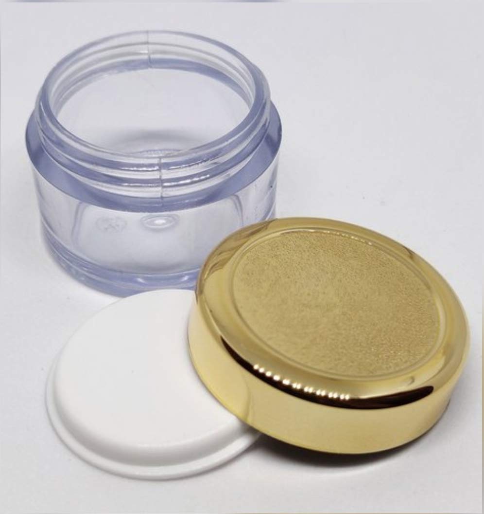 Dinemart 8-Piece 15GMS Clear Sanjar Cosmetic Jars with Golden Lids & White Stoppers - Empty Containers for Lip Balm, DIY Skincare, Body Butter & Creams - Perfect for Home Beauty Products, Travel Size Storage & Gift Packaging