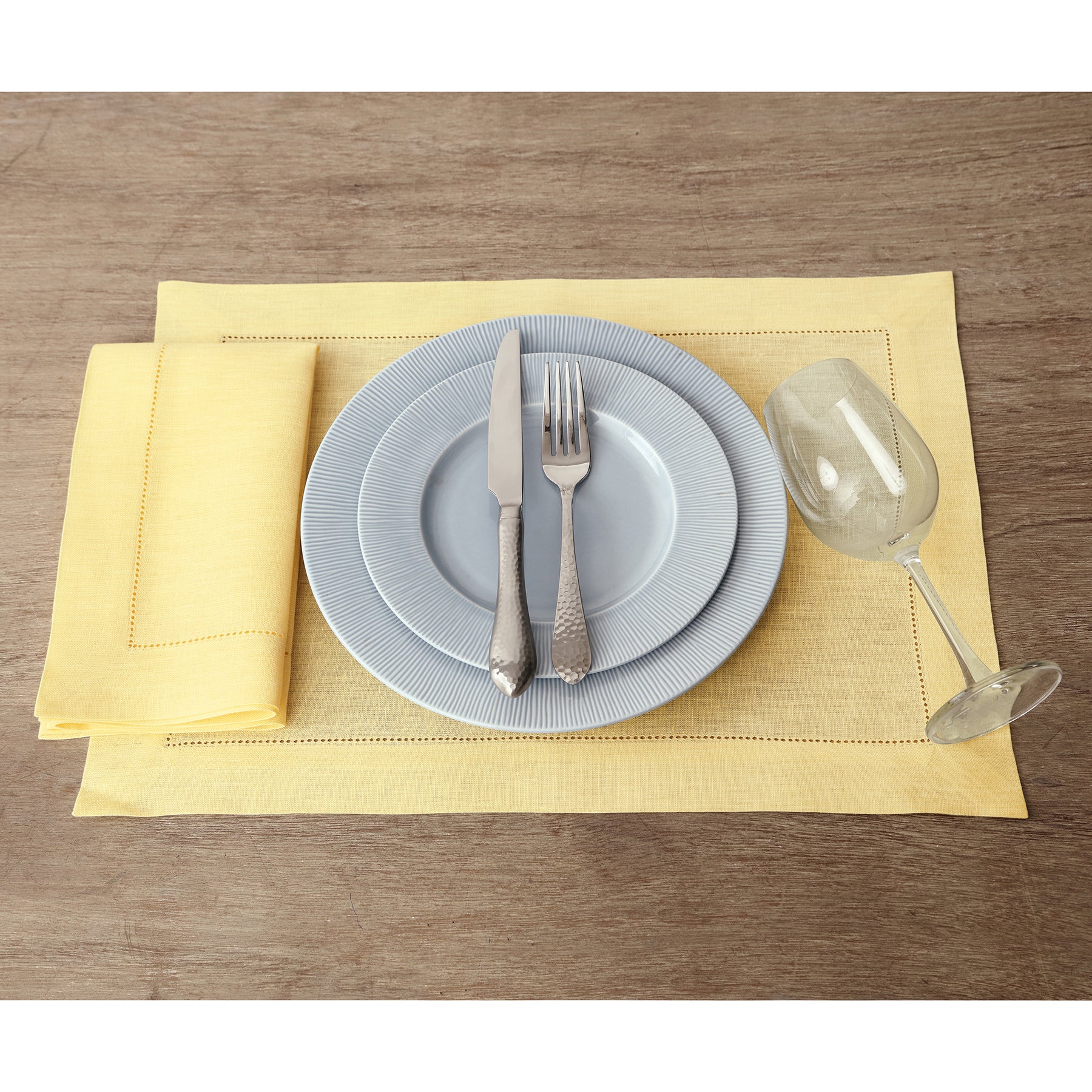 Elegant Classic Hemstitch Placemats Set of 4 - Premium Linen Table Mats for Dining Room Decor - Perfect for Thanksgiving, Christmas Dinner & Formal Entertaining
