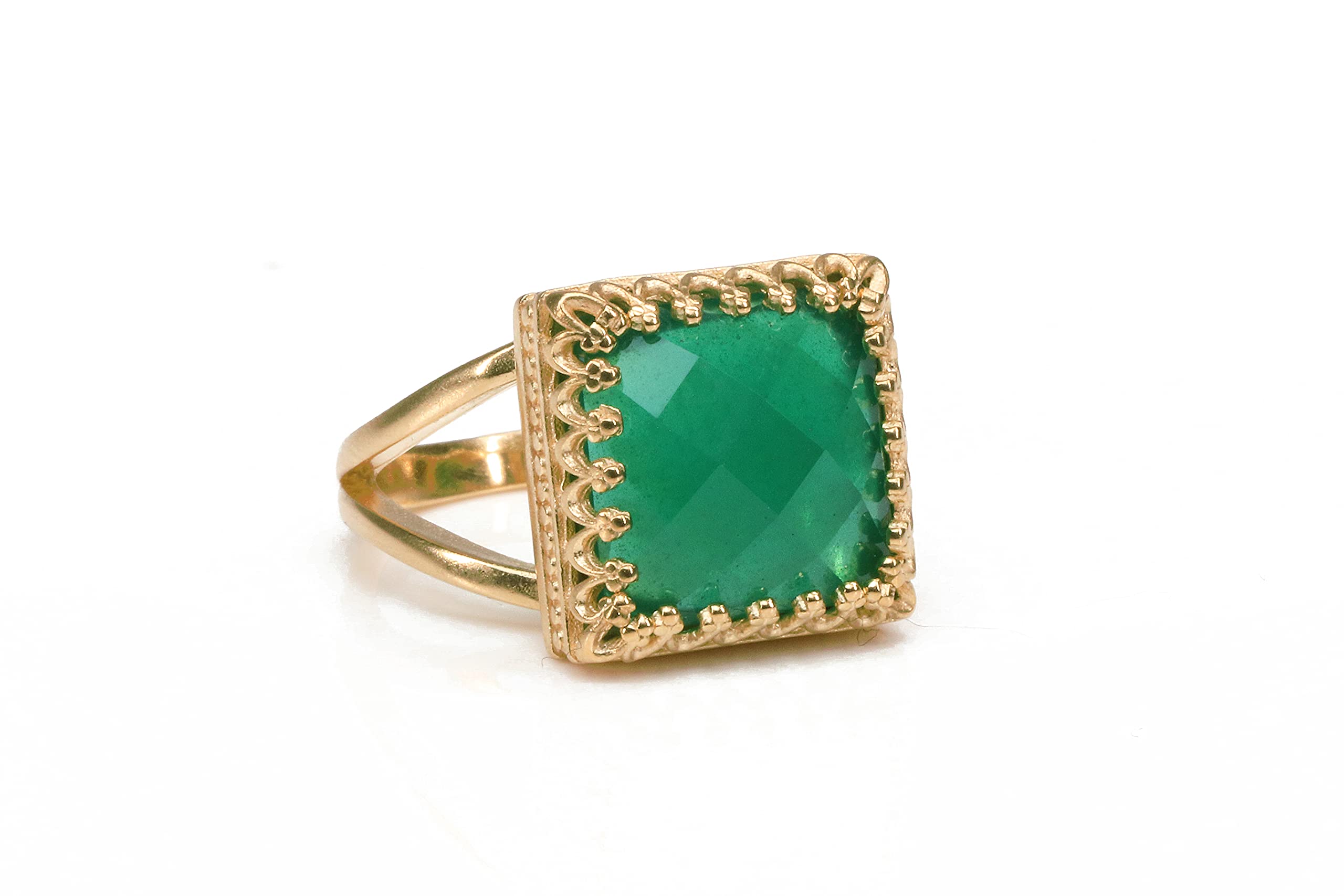Exquisite 14K Rose Gold Filled Green Onyx Ring for Women - Handmade Dainty Onyx Jewelry - Perfect for Birthdays, Anniversaries & Everyday Wear - Elegant Gift for Her - Ideal for Office, Date Night & Special Occasions