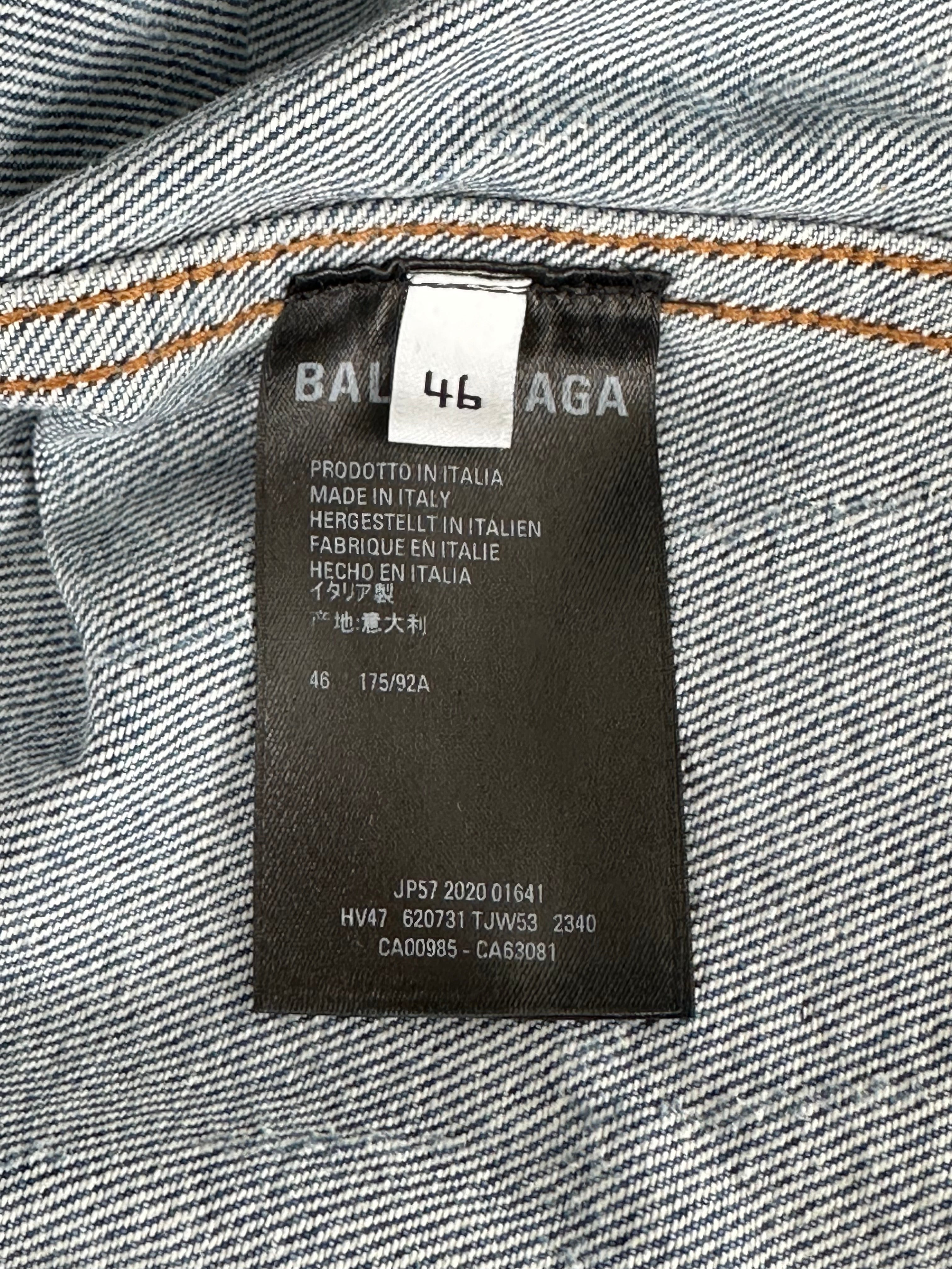 Balenciaga Blue & White All Over Print Denim Jacket for Men & Women | Stylish Vintage Distressed Denim Coat | Perfect for Streetwear, Casual Outfits & Fashion Events