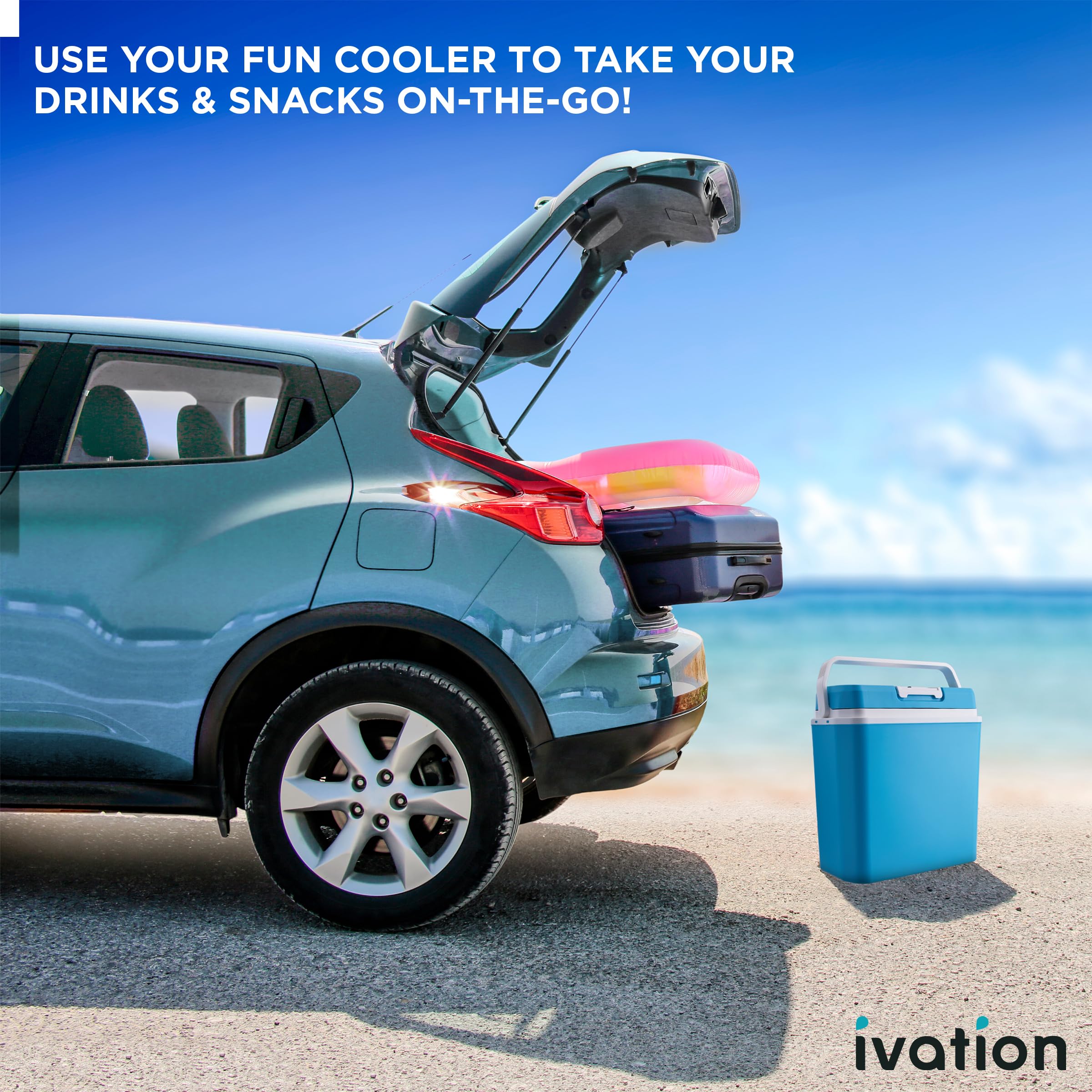 Ivation 24L Electric Cooler & Warmer - Portable Thermoelectric Fridge for Car, Truck, RV & Home | 110V AC & 12V DC Power | Perfect for Camping, Travel, Road Trips, Picnics & Outdoor Adventures
