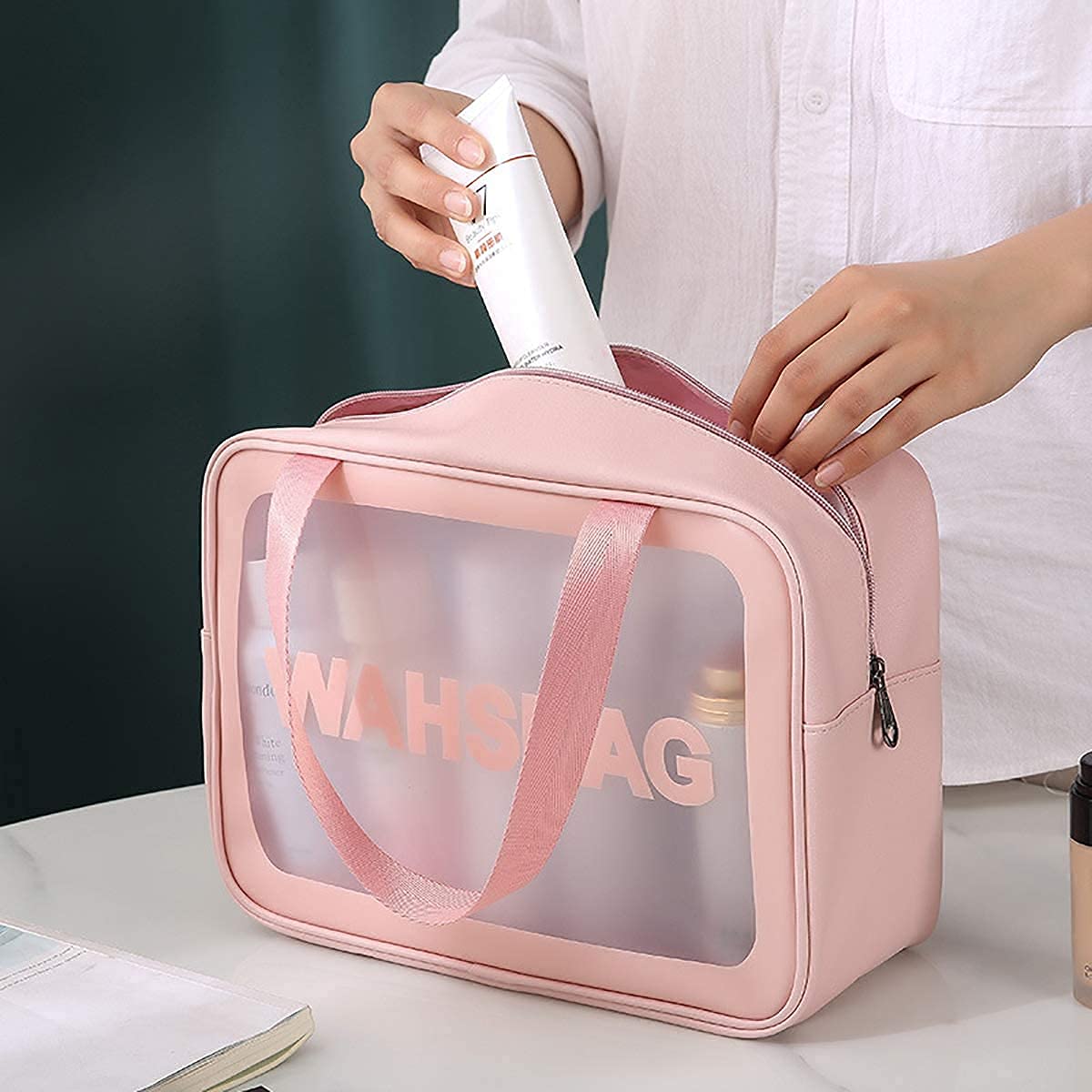 Travel Cosmetic Organizer Bag Set of 3 - Waterproof Makeup Pouch & Toiletry Bag for Women & Girls - Perfect for Airplane, Gym, and Weekend Getaways