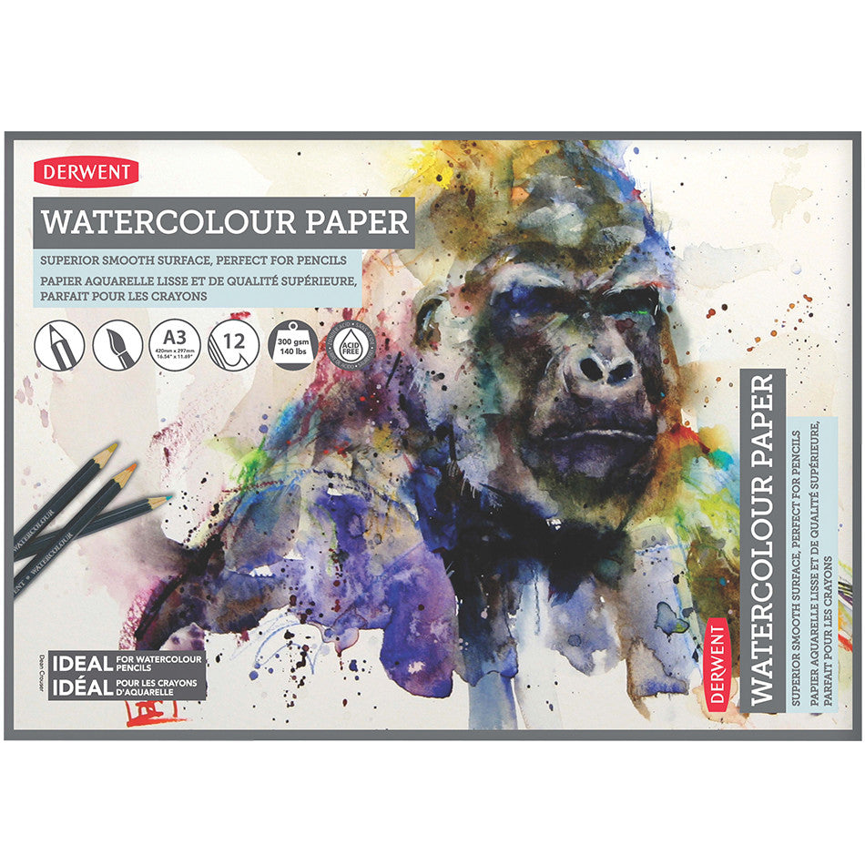 Derwent Watercolour Pad A3 - Premium 140lb/300gsm Cold Press Paper for Artists - Perfect for Watercolor Painting, Sketching & Mixed Media Art