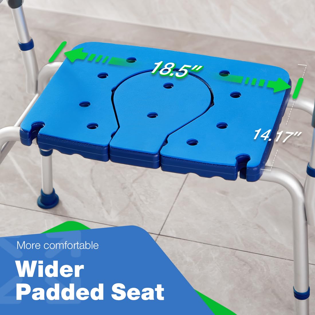 GreenChief Extra Large Bariatric Shower Chair - 700lb Heavy Duty Shower Bench with Wide Seat & Handles - Sturdy Bath Seat for Elderly, Disabled & Obese Adults - Ideal for Safe Bathing & Showering in Home or Healthcare Facilities