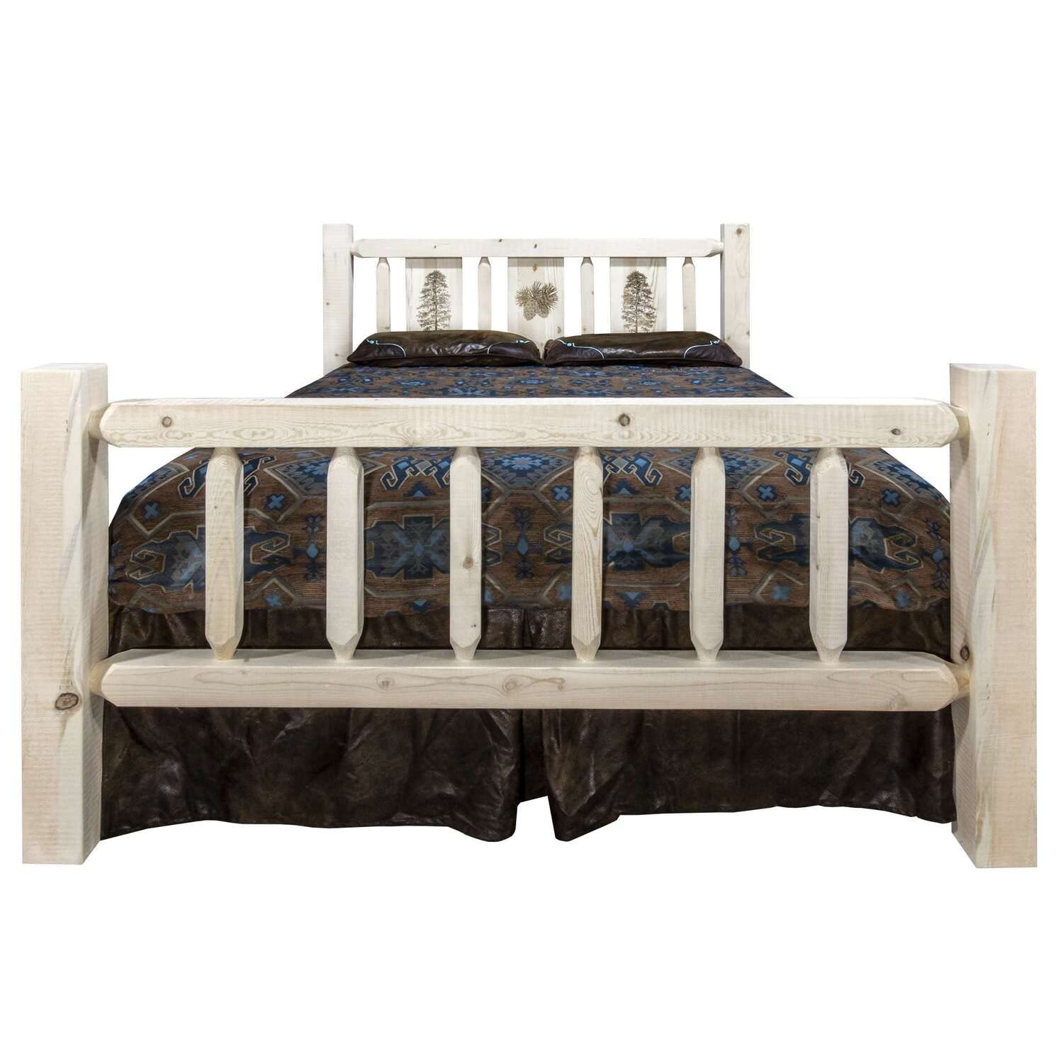 Montana Log Collection Solid Wood Homestead Queen Bed Frame - Rustic Pine Wooden Bed for Cabin, Lodge & Farmhouse Bedroom Decor