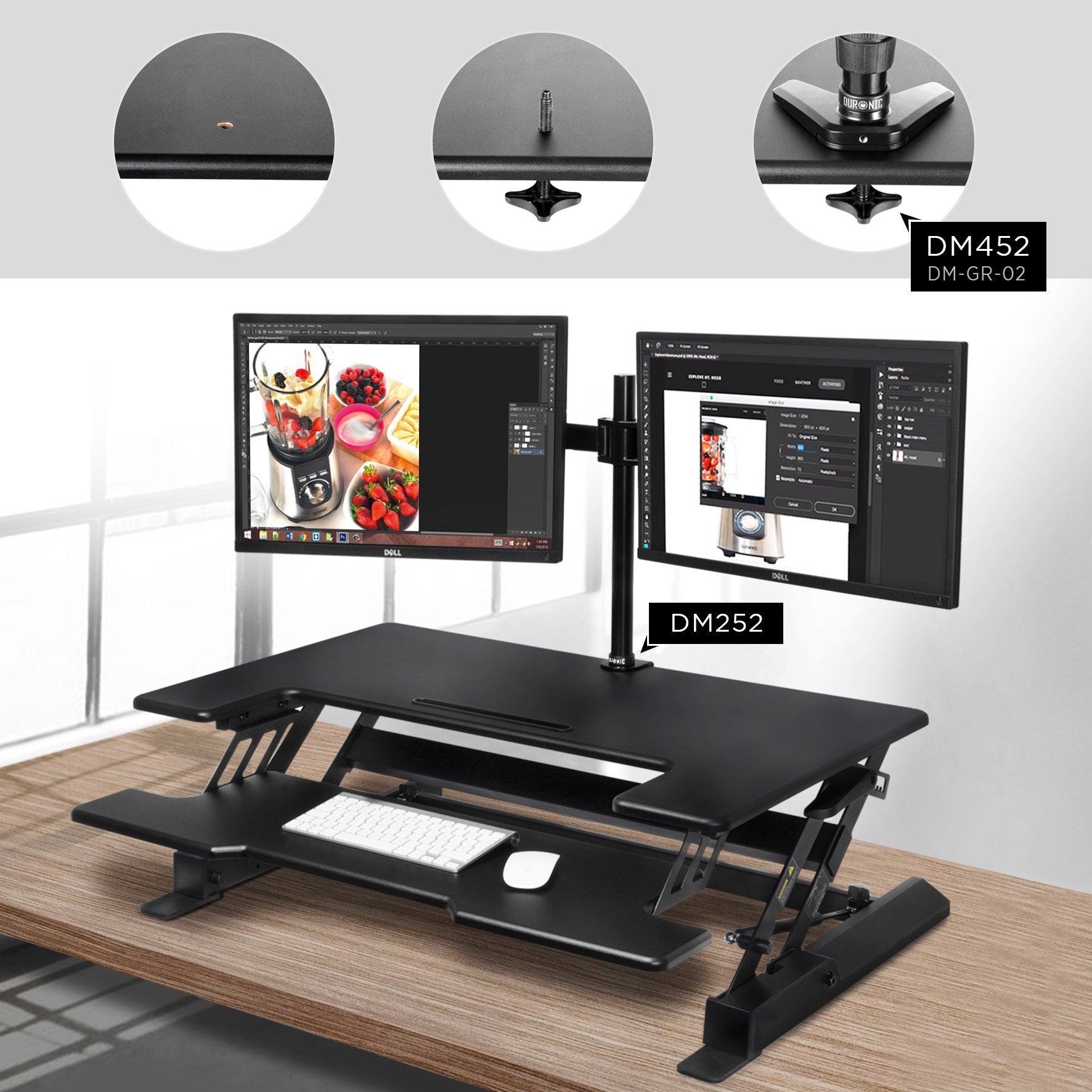 Duronic DM05D1 Height Adjustable Standing Desk Converter [Black] | 36.2