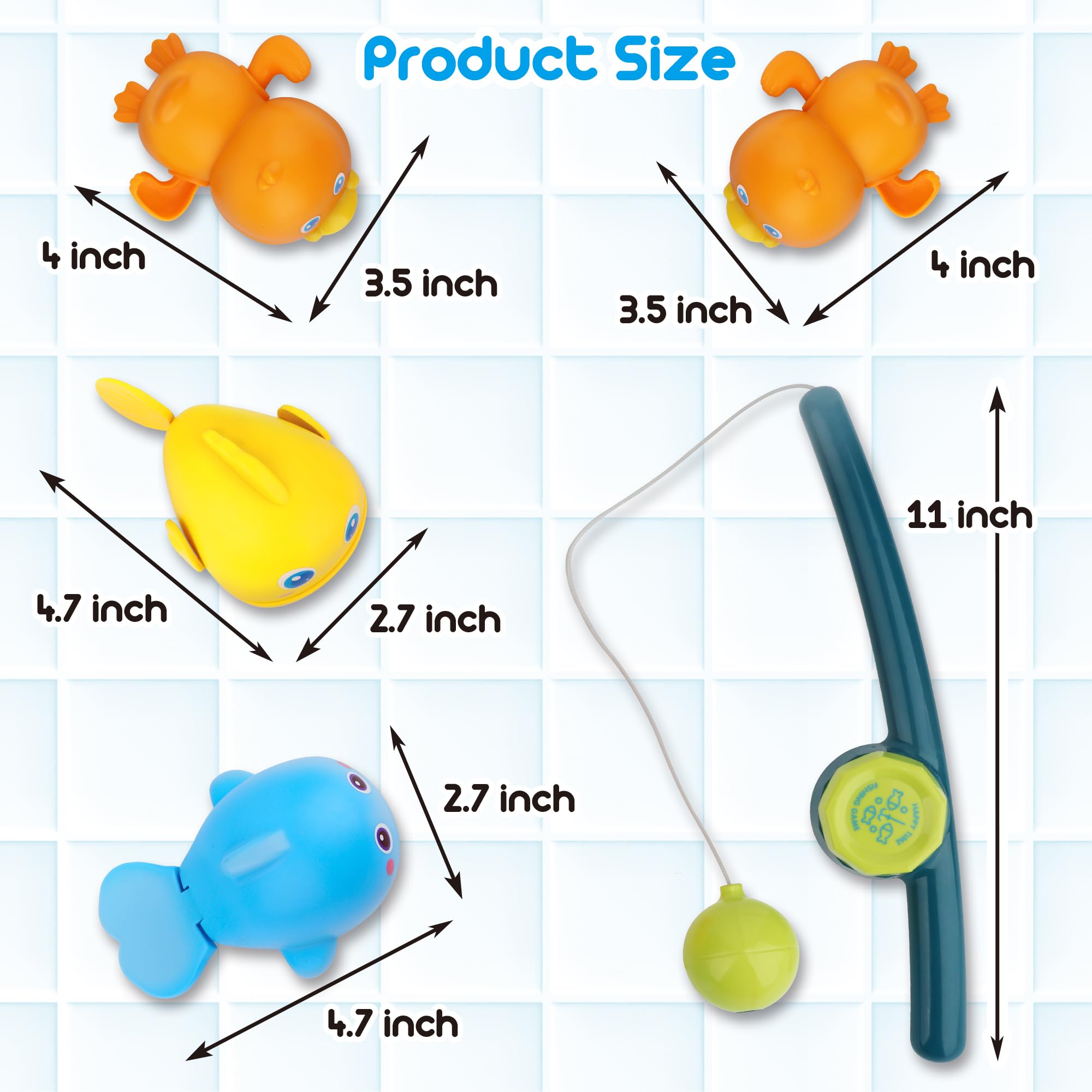 **Dwi Dowellin Magnetic Fishing Bath Toys for Toddlers - Wind-Up Swimming Fish, Duck & Whale Floating Water Toys for Kids & Baby - Safe, Mold-Free Bathtub Fun for Infants & Toddlers - Perfect for Bathtime Play & Early Learning**