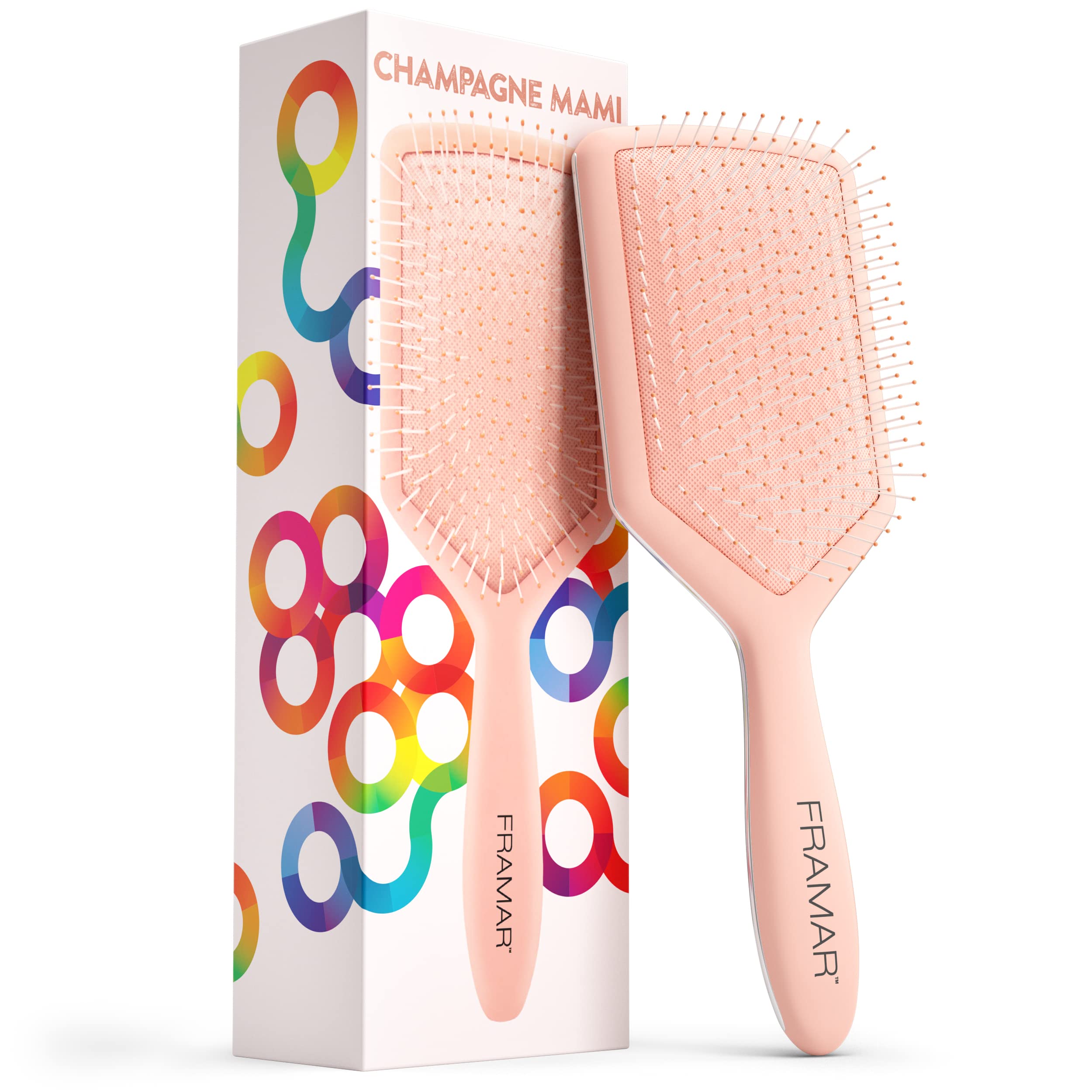 FRAMAR Paddle Brush for Thick Hair - Detangling Hairbrush for Women & Men - Wet & Dry Use - Perfect for Curly, Wavy, and Straight Hair - Salon Quality Hair Brush for Smooth, Tangle-Free Styling at Home or On-The-Go