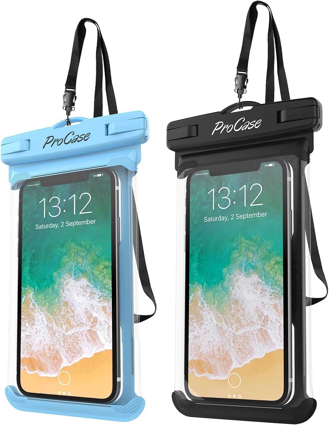 Waterproof Phone Pouch 2 Pack - Underwater Dry Bag Case for iPhone 16/15/14/13 Pro Max Plus & Galaxy S24/S23/S22 Ultra/Pixel (Up to 7
