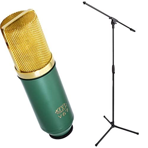 MXL V67G Large Diaphragm Condenser Microphone with Shock Mount & Amazon Basics Adjustable Boom Mic Stand - Perfect for Home Studio Recording, Podcasting, Voice Overs, and Live Streaming