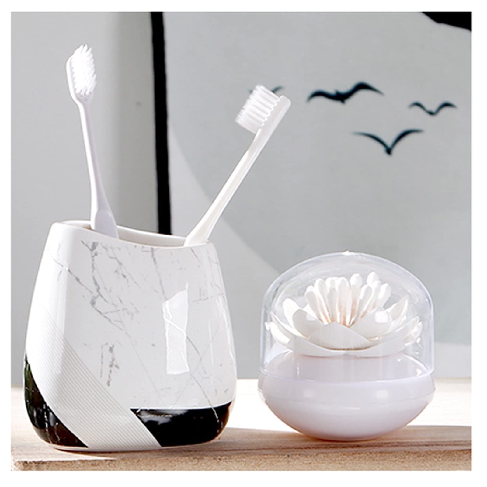 Refillable Ceramic Hand Soap Dispenser Set - Elegant Liquid Soap & Lotion Bottle for Bathroom, Kitchen & Hotel Use | Includes Soap Dish, Toothbrush Holder & Cotton Swab Organizer | Perfect for Home, Spa & Guest Bathroom Essentials