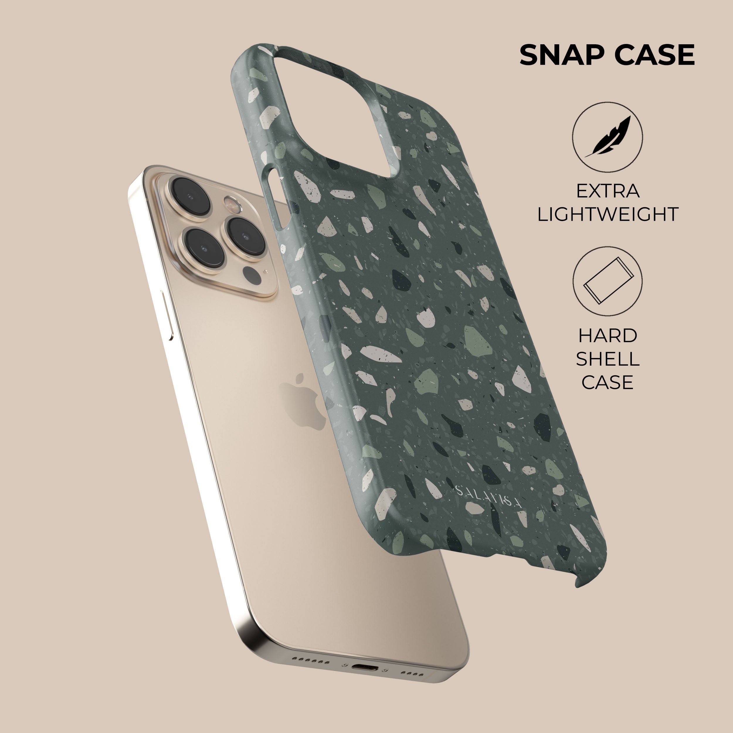 Eco-Friendly Green Terrazzo Pattern Phone Case - Durable Protective Cover for iPhone & Samsung | Perfect for Everyday Use, Travel & Outdoor Activities