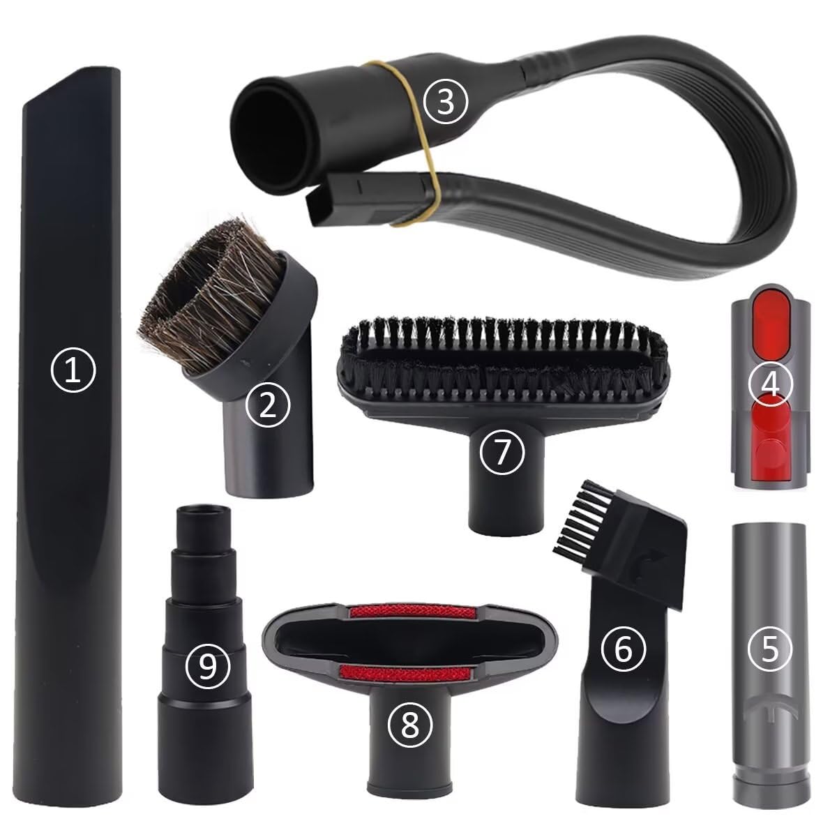 ANBOO 9-Piece Vacuum Cleaner Accessories Kit - Compatible with Dyson V6 V7 V8 V10 V11 - Universal Adapter for Household Cleaning - Perfect for Carpets, Upholstery, and Hard-to-Reach Areas