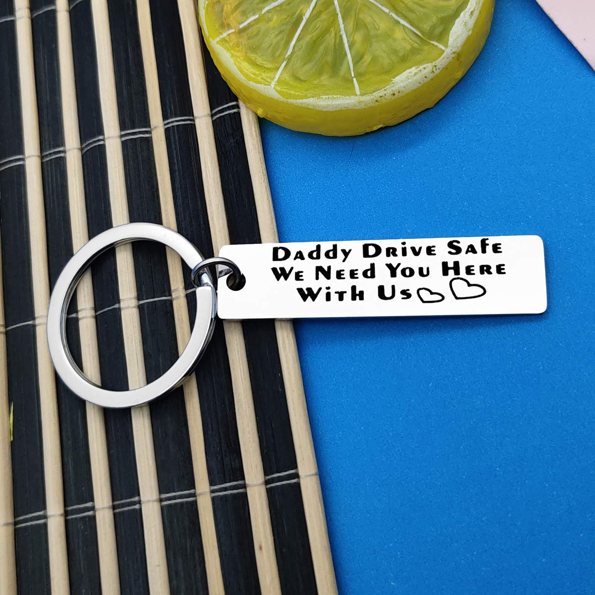 Drive Safe Keychain for Dad - Thoughtful Father's Day, Birthday & Christmas Gift for Trucker Dads - Engraved 'We Need You Here with Us' Message - Perfect for Daily Commute & Long-Distance Drivers