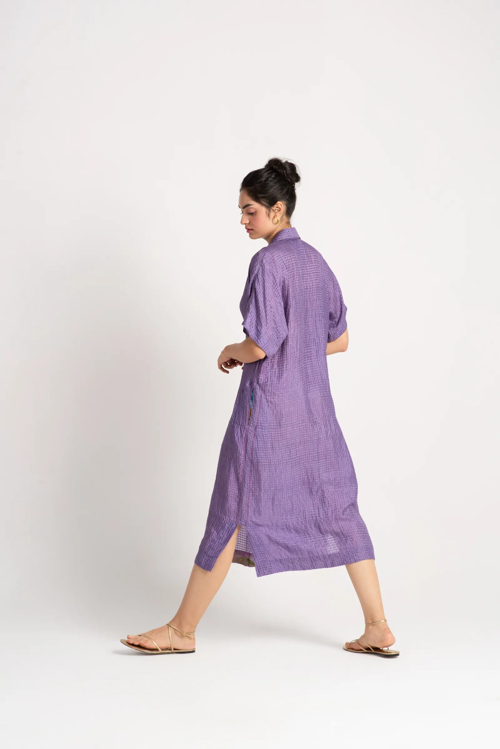Elegant Padmini Silk Check Dress in Lilac - Perfect for Weddings, Parties & Special Occasions