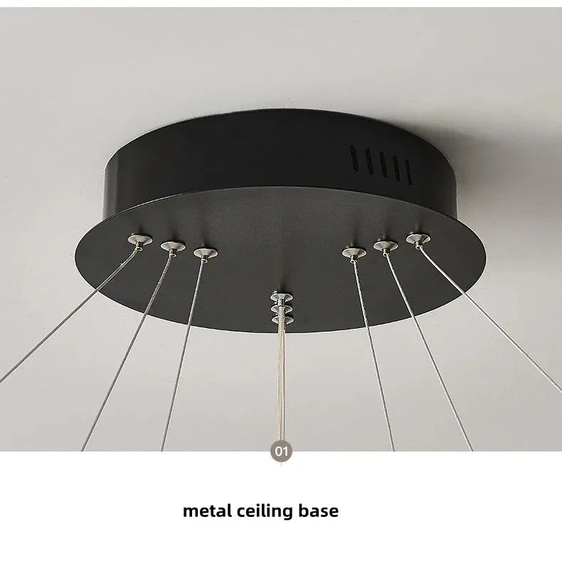 Modern LED Ring Chandelier Lighting Fixture - Dimmable Crystal Ceiling Light for Dining Room, Bedroom & Living Room Decor
