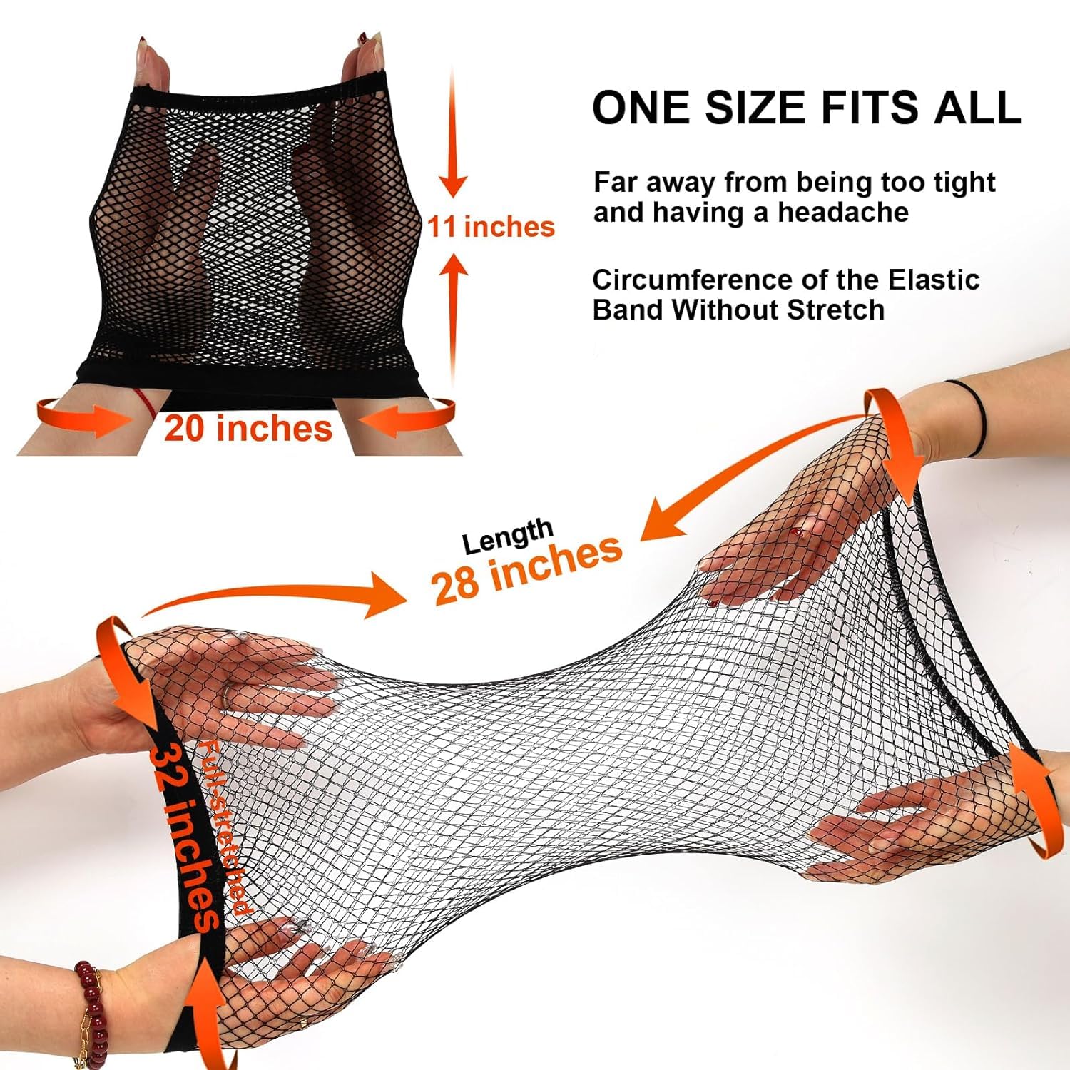 BAERFIT Women's Breathable Mesh Wig Cap for Long Hair - 2 Pack Black Fishnet Snood Hair Net for Weaving & Styling - Perfect for Wig Making, Cosplay, and Daily Hair Protection