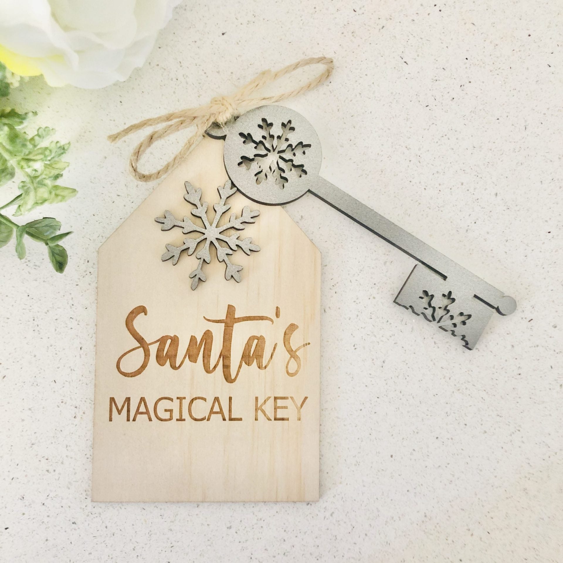 Santa's Magical Key - Christmas Snowflake Ornament for Tree Decorations | Perfect Holiday Gift for Kids & Family | Home, Office & Festive Party Decor