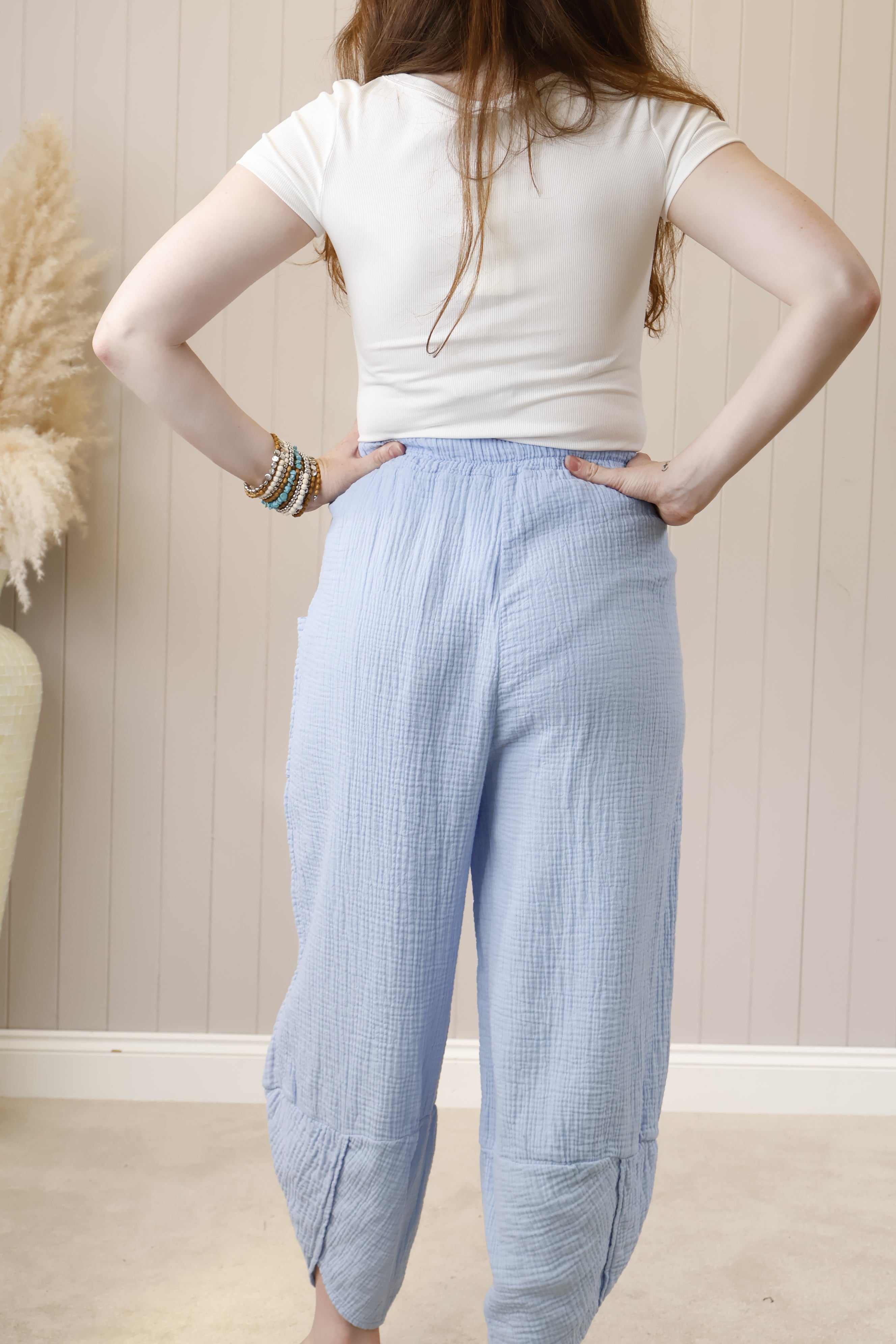 Frankie Tulip Blue Women's Casual Pants - Comfortable & Stylish for Work, Travel & Everyday Wear