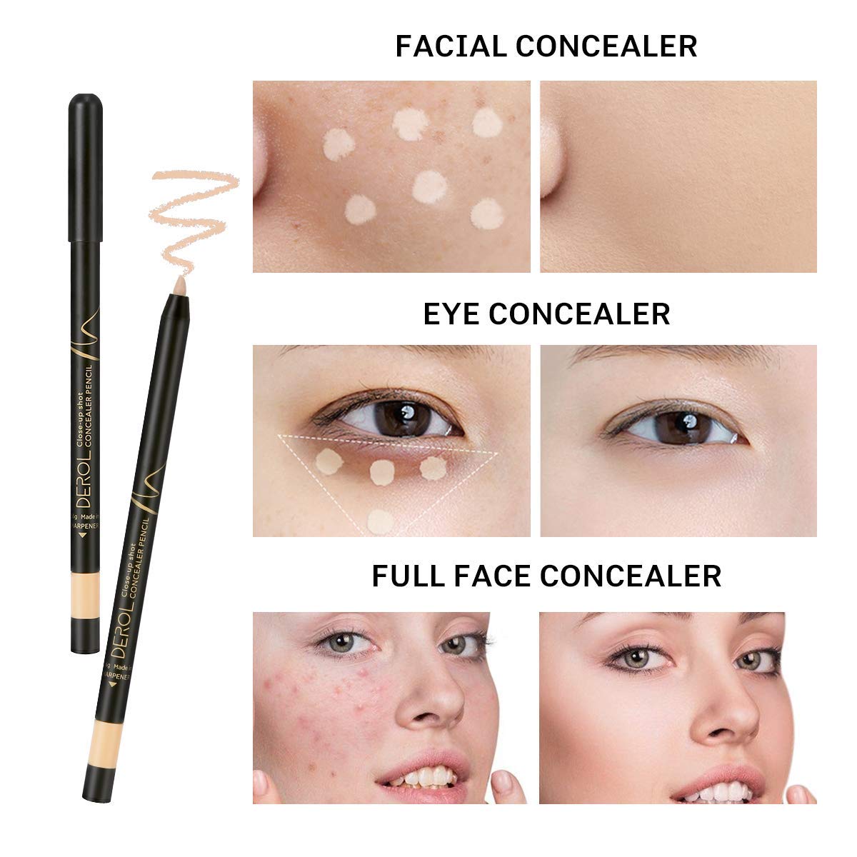 KISSIO Concealer Pencil - Waterproof Long-Lasting Under Eye Concealer for Dark Circles, Acne & Freckles Coverage, Brightening Makeup (04#MILKTEA) - Perfect for Everyday Wear, Photo Shoots & Special Occasions
