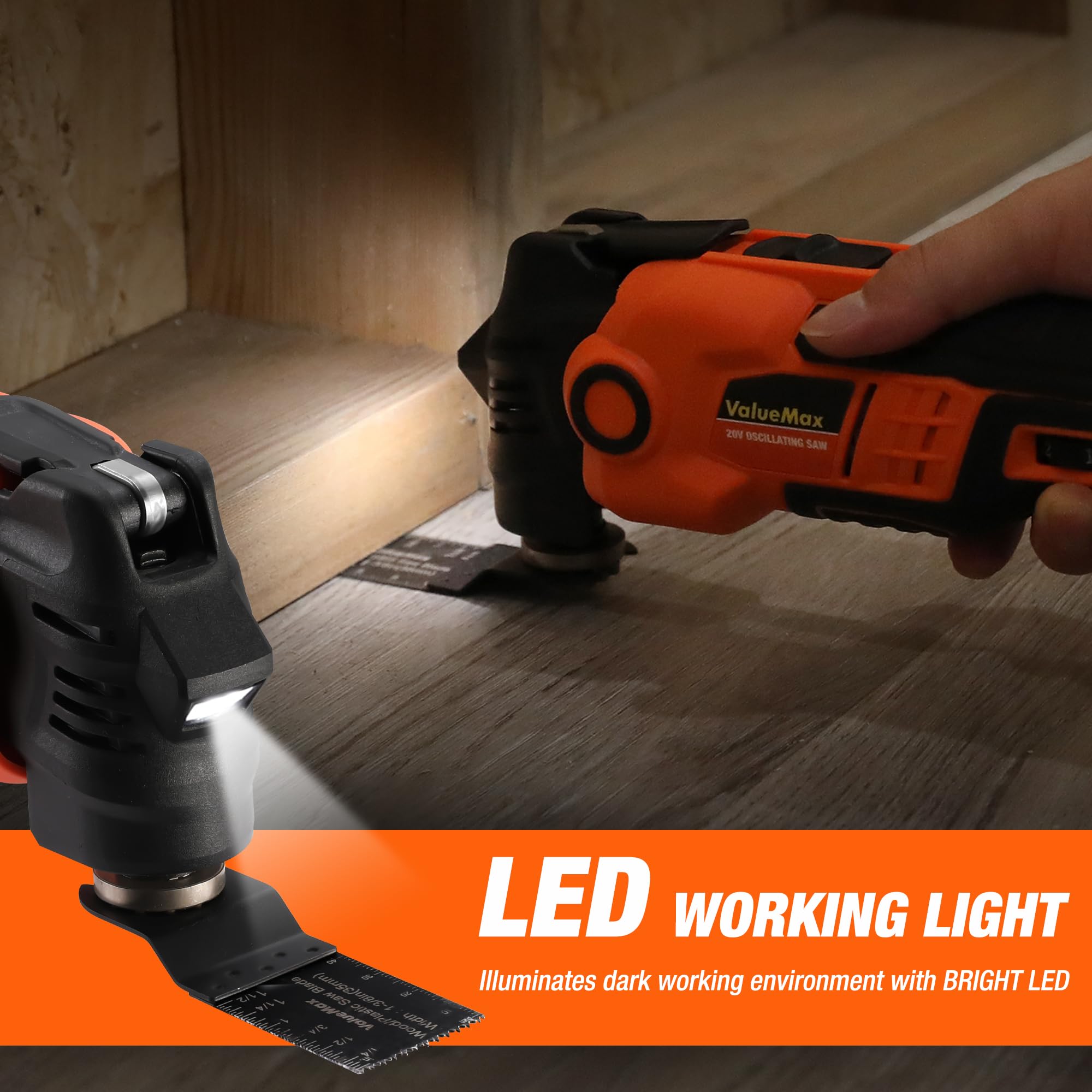 ValueMax 20V Cordless Oscillating Multi Tool Kit with 3.6° Oscillation Angle & 6 Speed Settings - Includes Quick-Change System, 16PCS Saw Blades & Carrying Case - Perfect for DIY Projects, Woodworking, Metal Cutting & Home Renovations