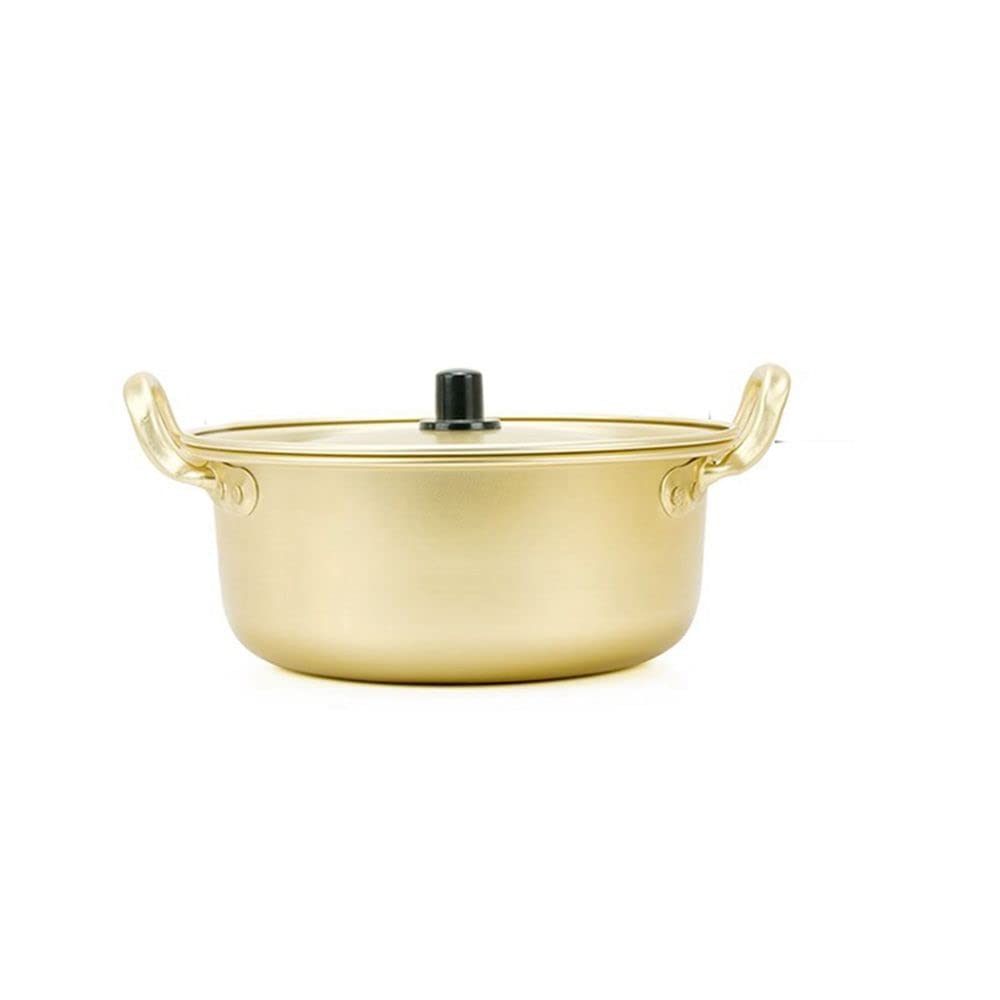 MIANHU 20CM Golden Kitchen Ramen Pot with Lid - Creative Small Cookware for Fast Cooking, Noodles & Soup - Perfect for Home, Dorm, Camping & Office Use