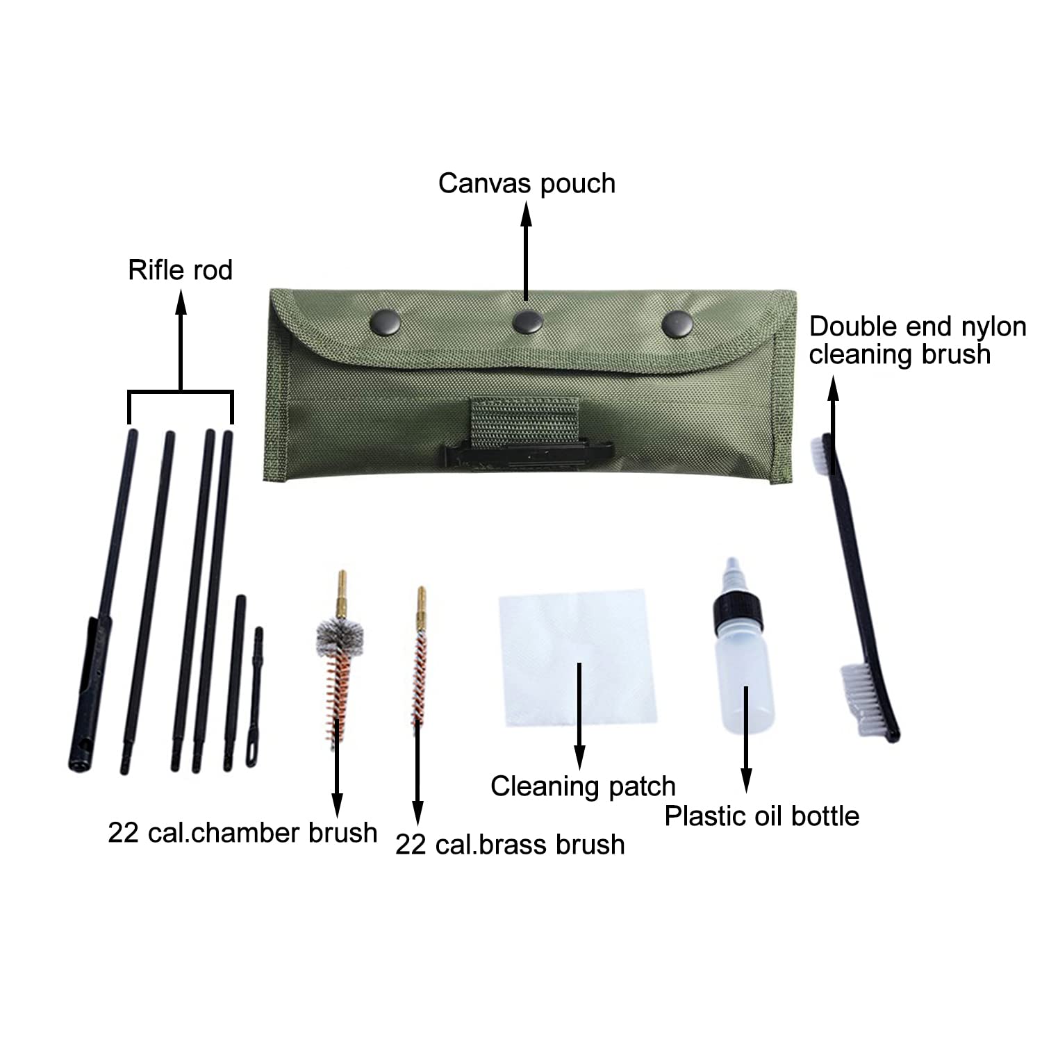 YUEWO 10-Piece Rifle Cleaning Kit for .22LR, .223, 5.56mm - Includes Nylon Brushes, Cleaning Rod & Gun Accessories - Perfect for Tactical Rifles, Shotguns & Pistols - Essential Firearm Maintenance Tools for Range Day & Hunting