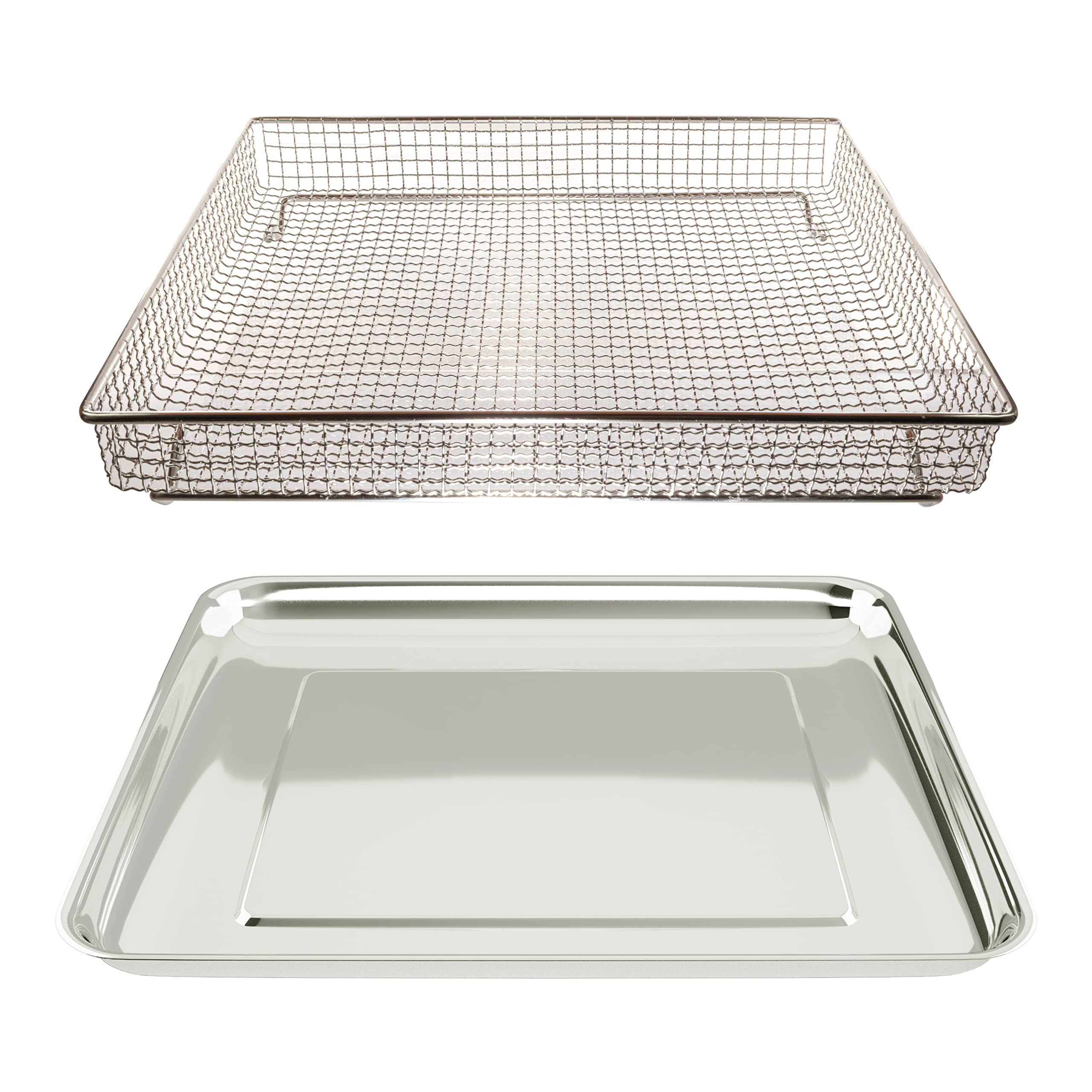 Univen Stainless Steel Baking Tray & Air Fryer Basket Set - Compatible with Cuisinart TOA-060 & TOA-065 Air Fryers | Perfect for Roasting, Baking & Air Frying Chicken, Vegetables & More