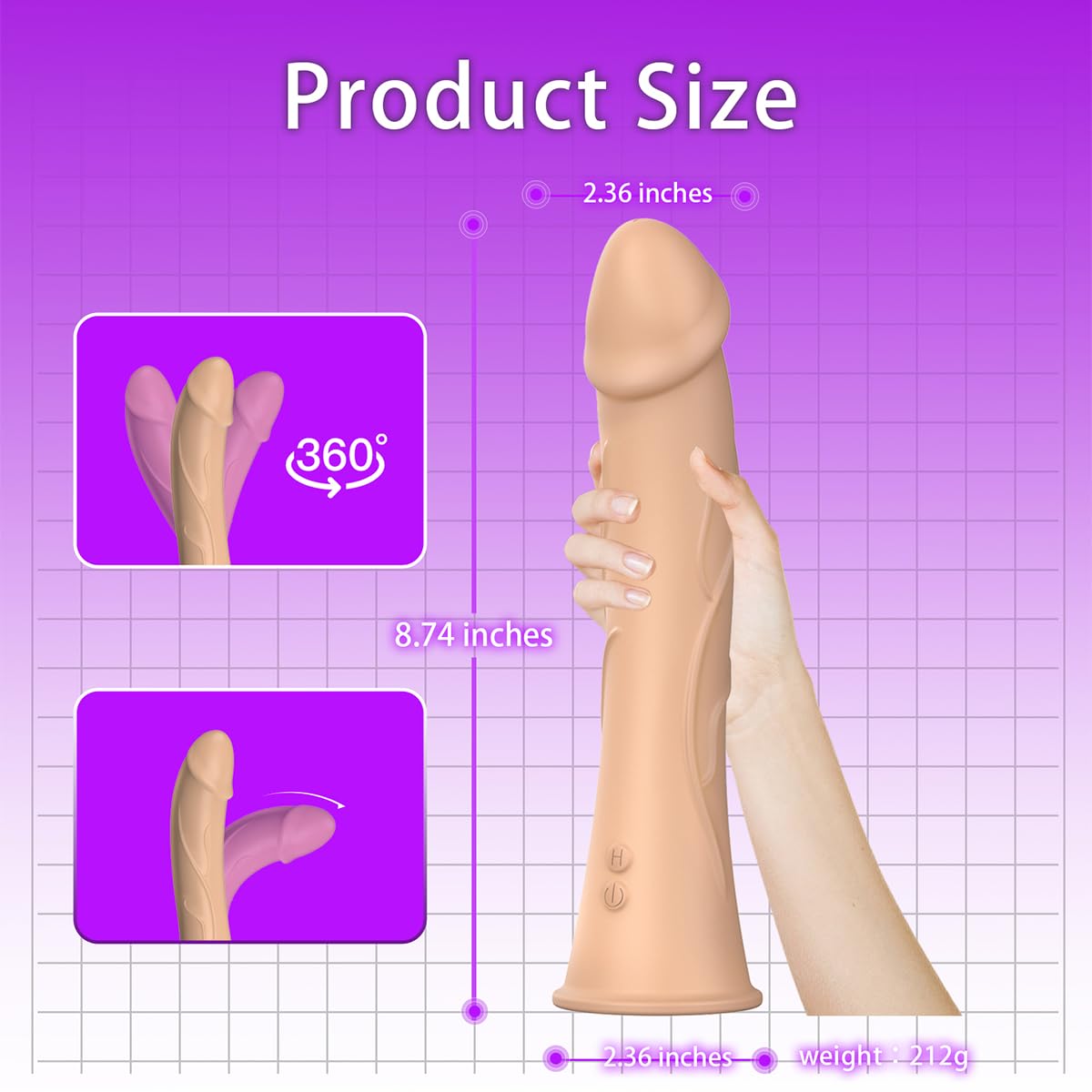 10-Speed Vibrating Dildo with Suction & Thrusting - Silicone Adult Toy for Women & Couples - Perfect for Solo & Partner Play