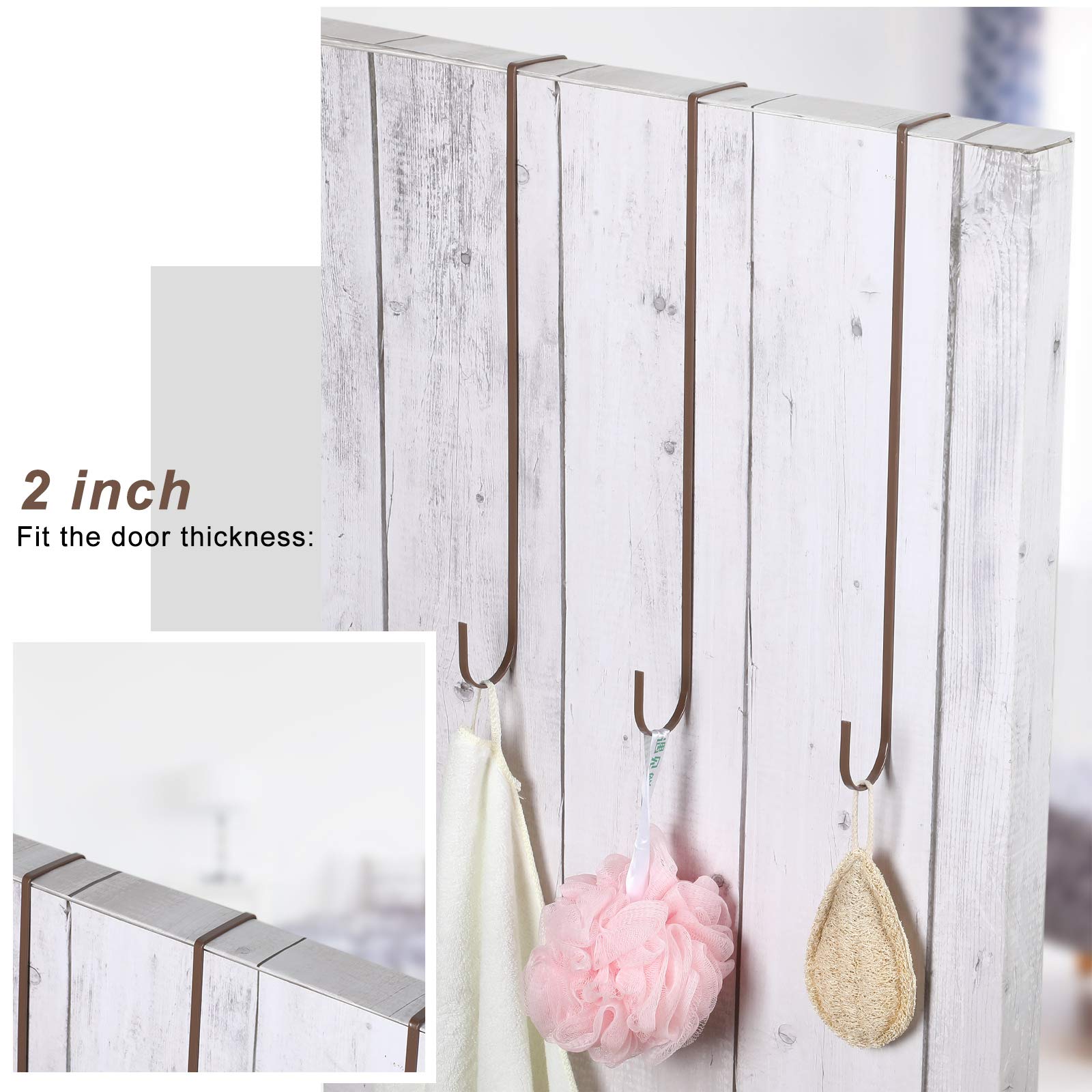 15 Inch Wreath Hanger Hooks - Heavy Duty Over Door Metal Hooks for Christmas Decor, Wreaths, Towels & Clothes (Bronzed, 6 Pack) - Perfect for Front Door, Mantel & Holiday Home Decorations