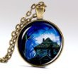 Horror House Pendant Necklace - Gothic Halloween Jewelry, Mystic House Charm, Nightmare Inspired Necklace - Perfect for Halloween Costumes, Gothic Fashion & Horror Theme Parties