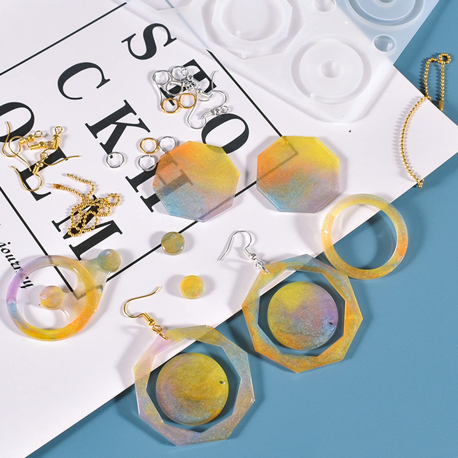 3 Pack Resin Earring Molds with Hooks & Jump Rings - DIY Silicone Jewelry Molds for Epoxy Casting, Pendants & Keychains - Perfect for Handmade Earrings, Gifts & Craft Projects