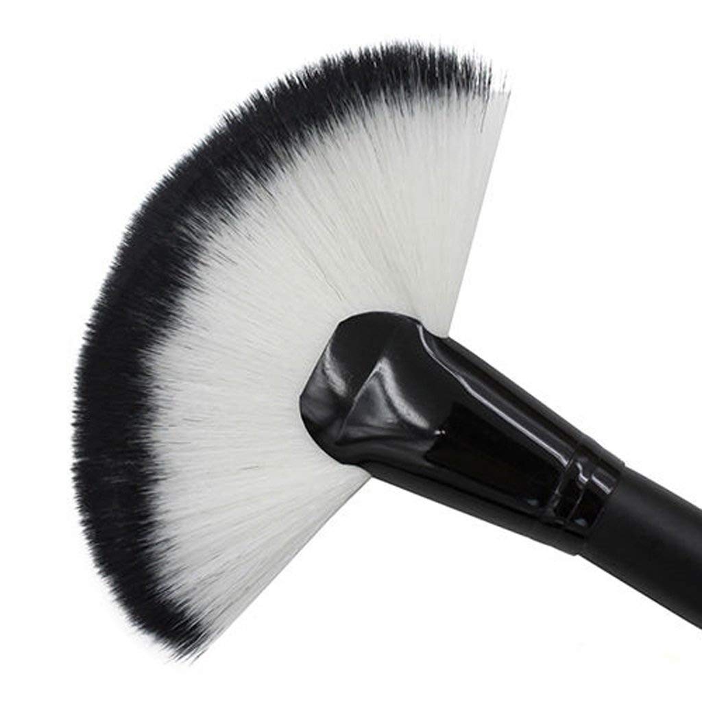 Angelie Pro Slim Makeup Blush & Contour Brush Set - Soft Nylon Hair Fan Brushes for Foundation, Blending, Highlighting (Black) - Perfect for Professional Makeup Artists & Everyday Beauty Routines