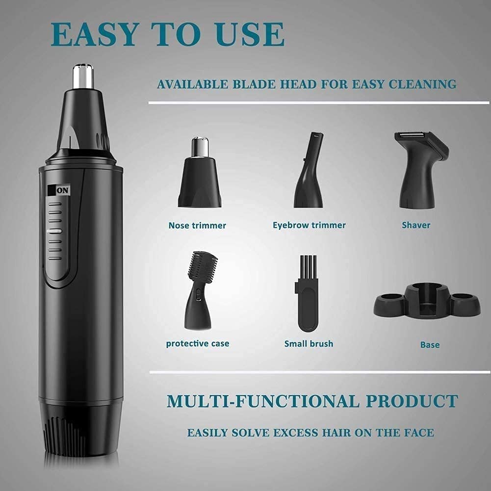 Professional Painless Nose Hair Trimmer for Men & Women - Waterproof Dual Edge Blades, 3-in-1 Ear Nose Eyebrow & Facial Grooming Tool for Easy Cleaning | Perfect for Travel, Home & Personal Care Routine