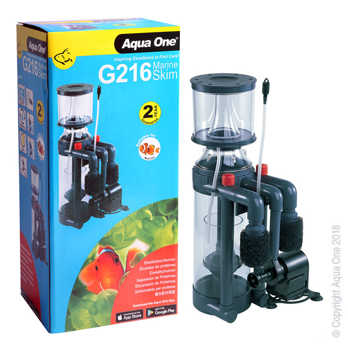 Aqua One G216 Protein Skimmer for Saltwater Aquariums - Up to 400L Capacity - Efficient Foam Fractionator for Marine Tanks - Perfect for Reef & Fish Tank Filtration Systems