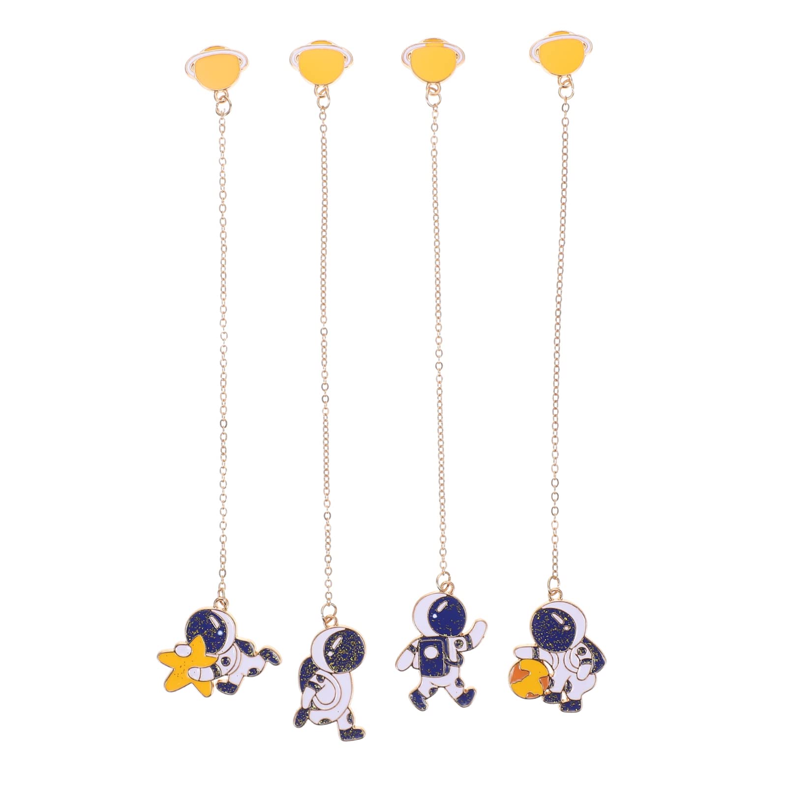 NUOBESTY 2 Pack Astronaut Bookmark Set - Metal Space Rocket Bookmark with Tassel - Unique Cartoon Bookmark for Kids & Adults - Perfect Gift for Book Lovers, Students & Teachers - Great for Reading, Journals & Gifts