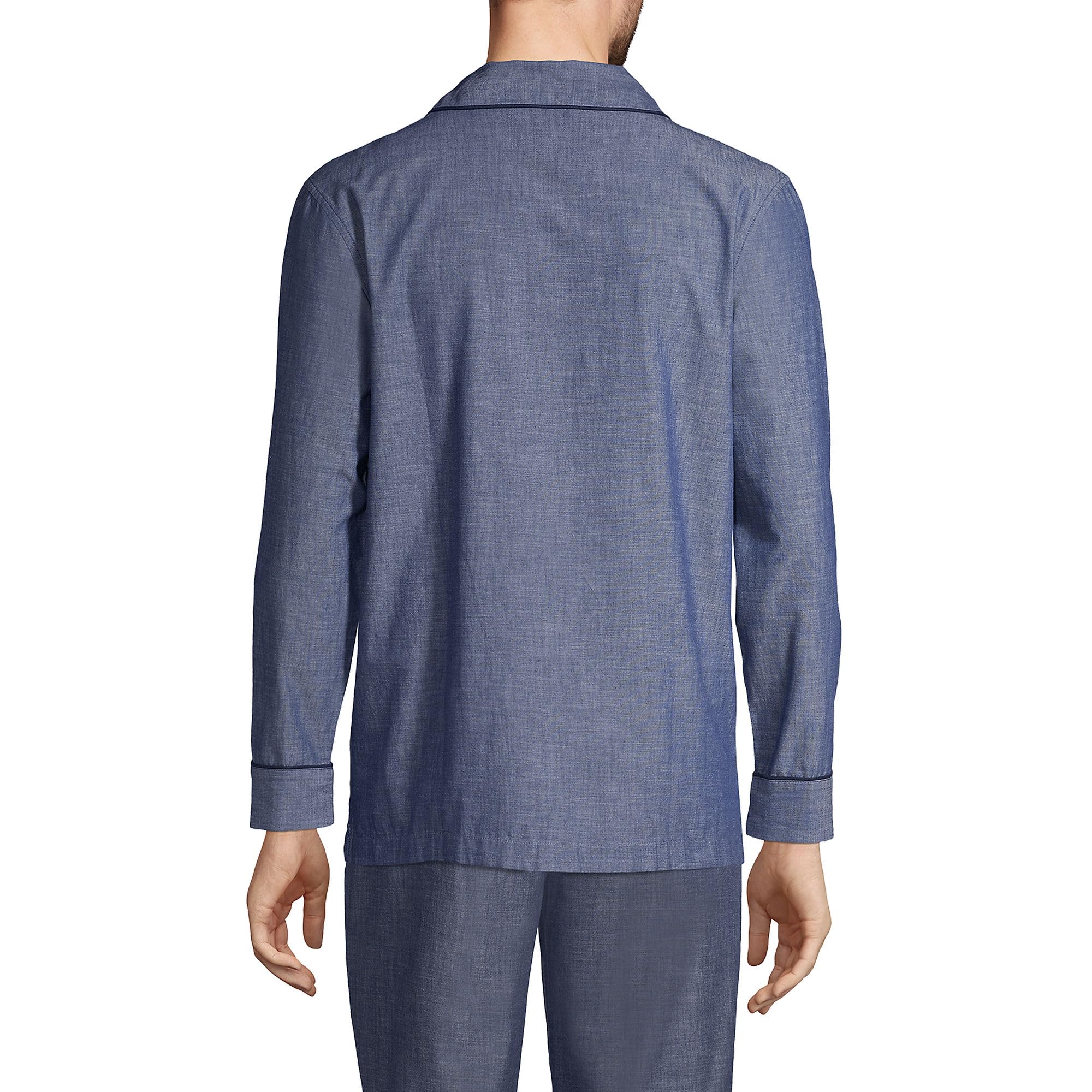 Lands' End Men's Comfortable Essential Pajama Shirt - Soft Cotton Sleepwear for Relaxing at Home or Lounging