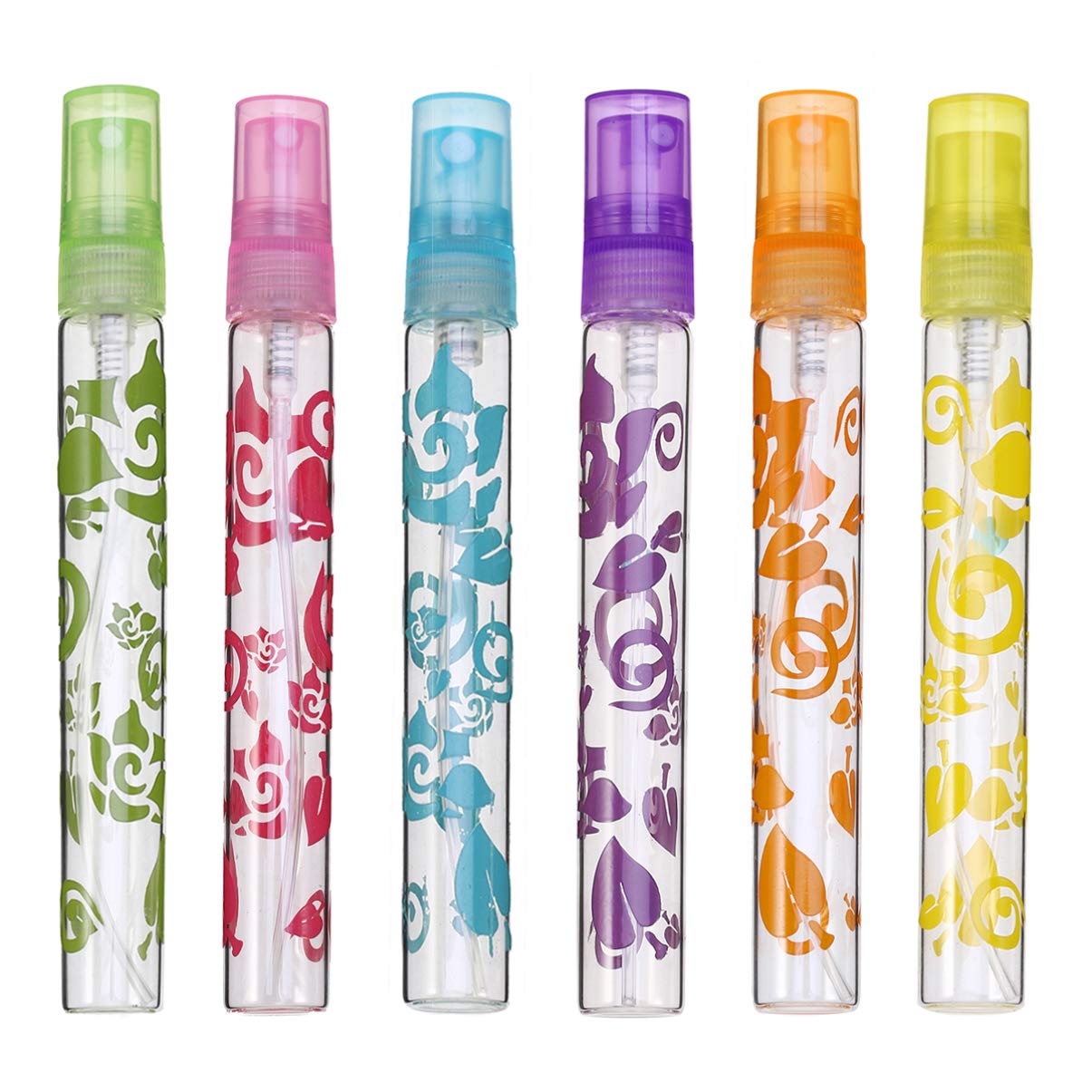 6-Pack 10ml Mini Refillable Spray Bottles - Portable Empty Perfume & Makeup Atomizer Bottles with Glass Tube for Travel, DIY, Skincare, and Cosmetics Storage