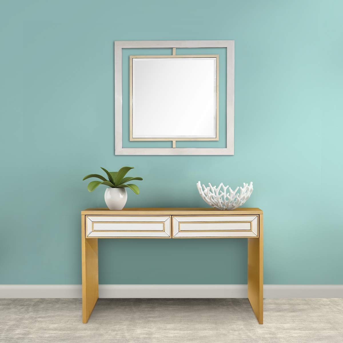 Camden Isle Virginia Console Table with 2 Mirrored Drawers - Elegant Entryway Furniture for Hallway, Living Room & Bedroom Decor