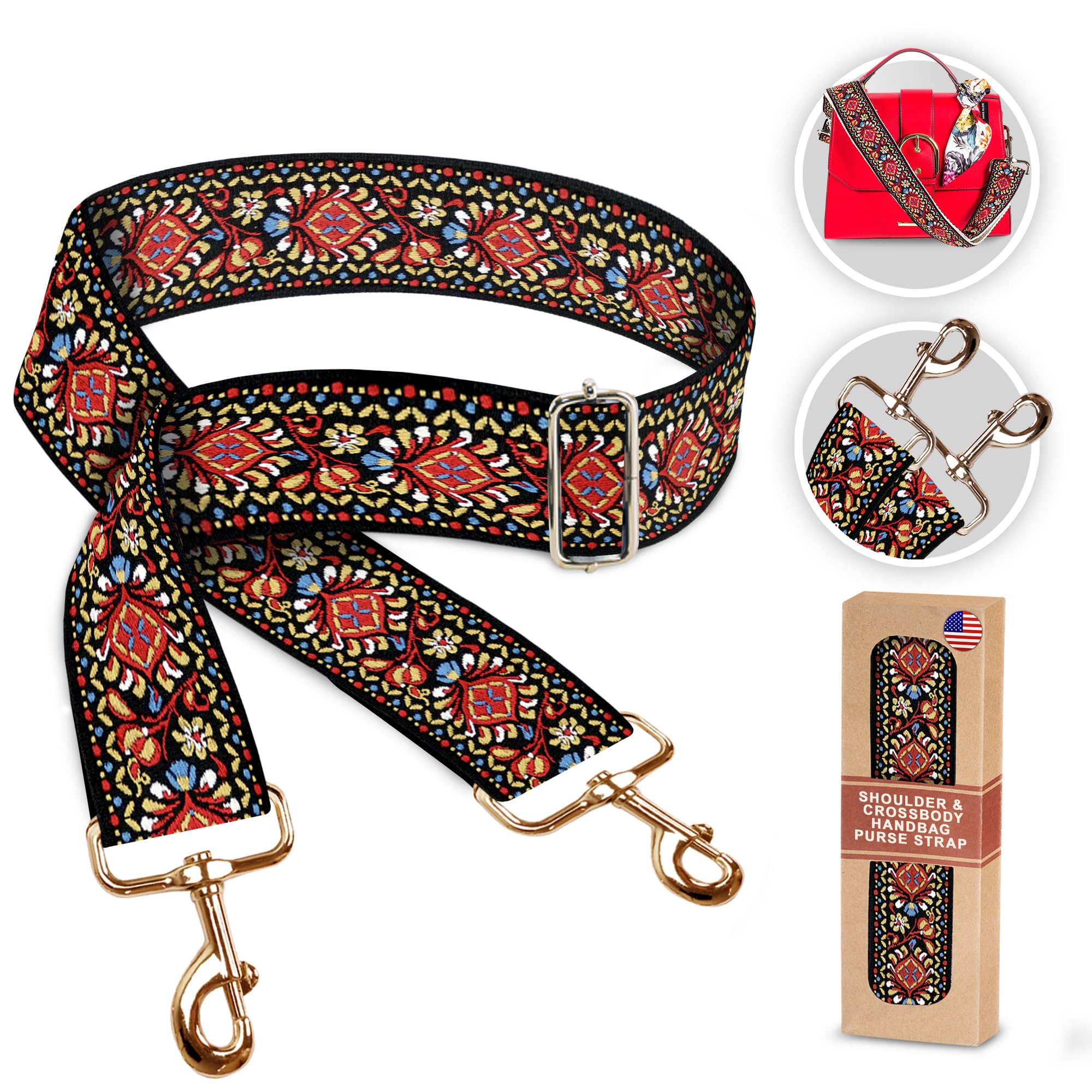 Art Tribute Adjustable Woven Handbag Strap - Replacement Purse Shoulder & Crossbody Strap for Women - Perfect for Tote Bags, Guitar Cases & Fashion Accessories