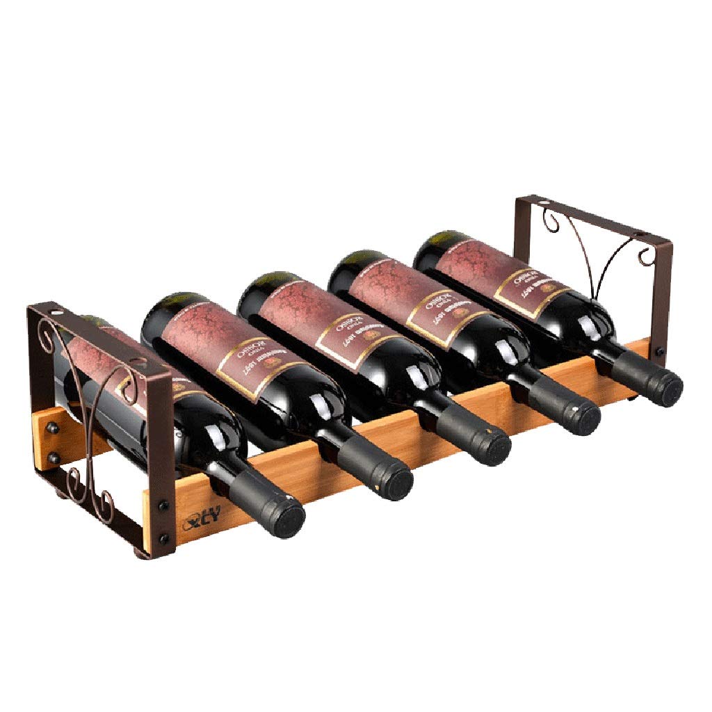 Freestanding Wine Rack - Stackable Wood & Iron Multi-Layer Wine Storage for Home, Living Room, Study or Office - Desktop Wine Holder (Brown, 50x15x20cm) - Perfect for Organizing Wine Bottles, Displaying Collections & Home Decor