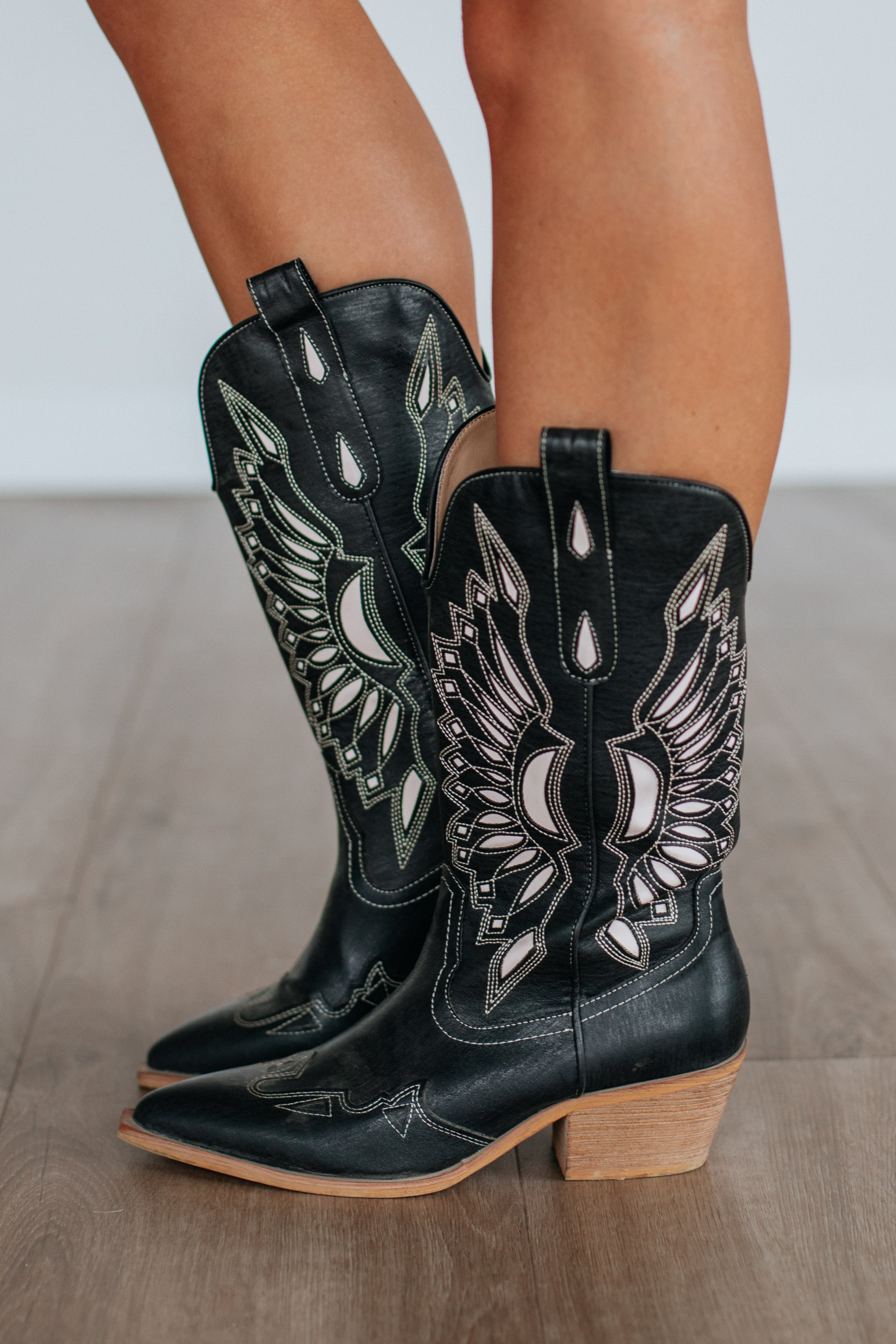 Someone Else's Problem Cowgirl Boots - Black | Western Style Ankle Boots for Women | Perfect for Country Rides, Concerts & Casual Outfits