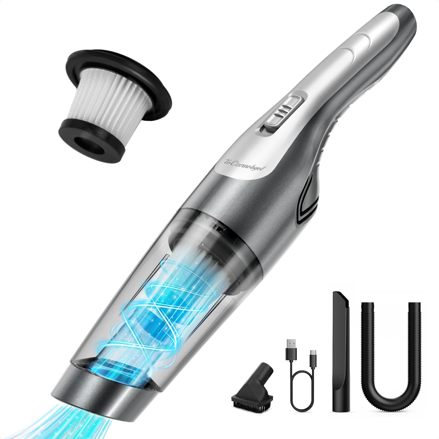 8000Pa Powerful Cordless Handheld Vacuum Cleaner - Portable Rechargeable Mini Vacuum for Car, Home, Office, Desk & Pet Hair with Multiple Accessories | Ideal for Quick Cleanups, Vehicle Detailing & Pet Hair Removal