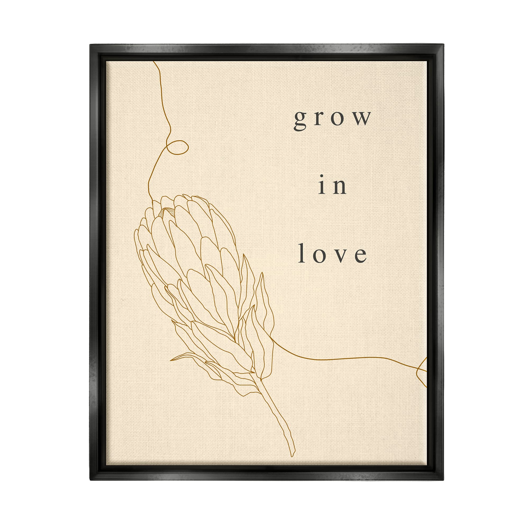 Stupell Industries 'Grow In Love' Framed Wall Art - Botanical Line Drawing Quote Decor by Lil' Rue - Perfect for Nursery, Bedroom & Home Office Decor