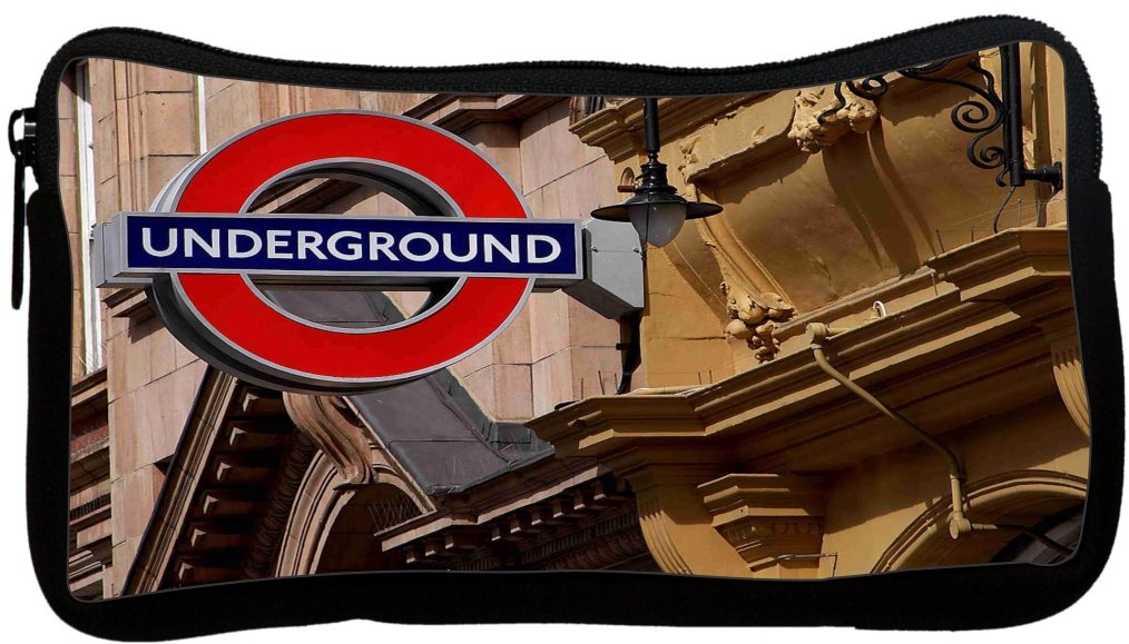 British Subway Design Neoprene Pencil Case (pc554) - Durable School & Office Organizer for Pens, Markers & Art Supplies | Perfect for Students, Artists & Professionals