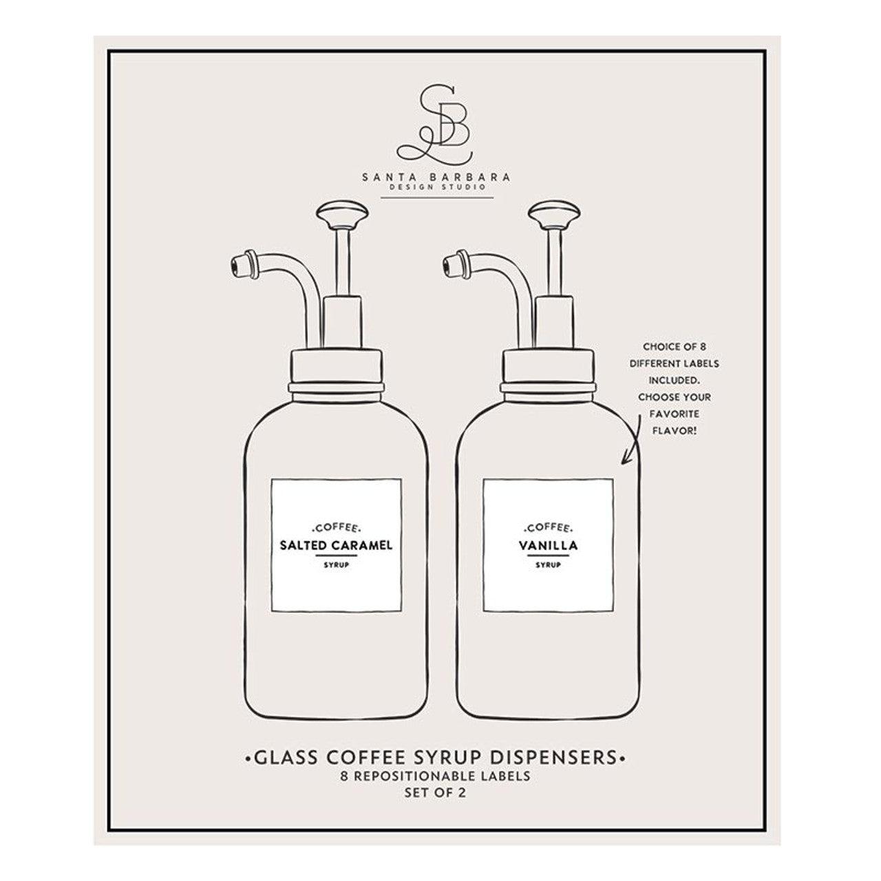 Premium Glass Coffee Syrup Dispenser Set of 2 - Leak-Proof Bottles for Vanilla, Caramel & Flavored Syrups - Perfect for Coffee Shops, Home Baristas & Dessert Toppings
