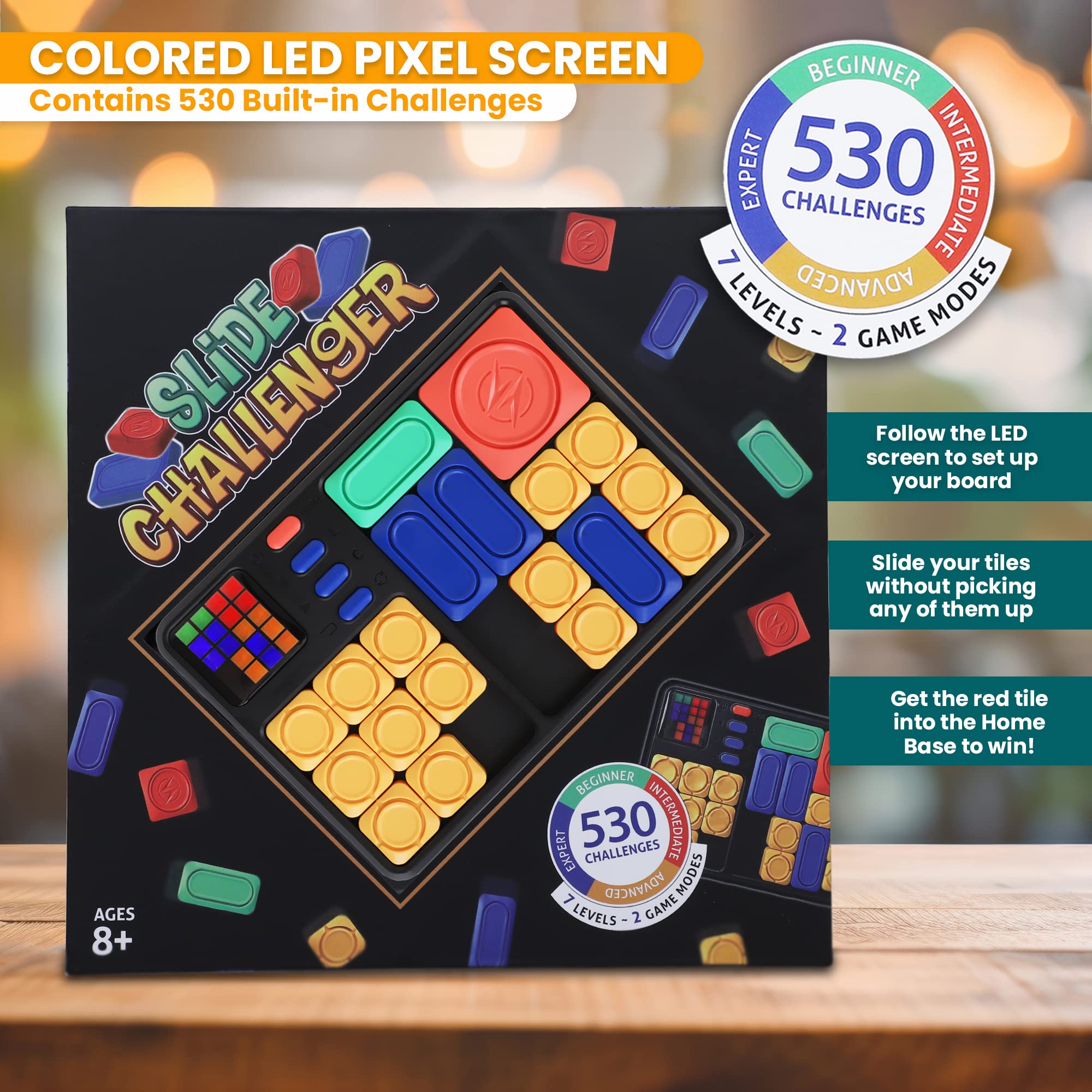 Super Slide Puzzle Game - 530 Challenges for Kids Ages 8+, STEM Travel Toy & Gift for Brain Training