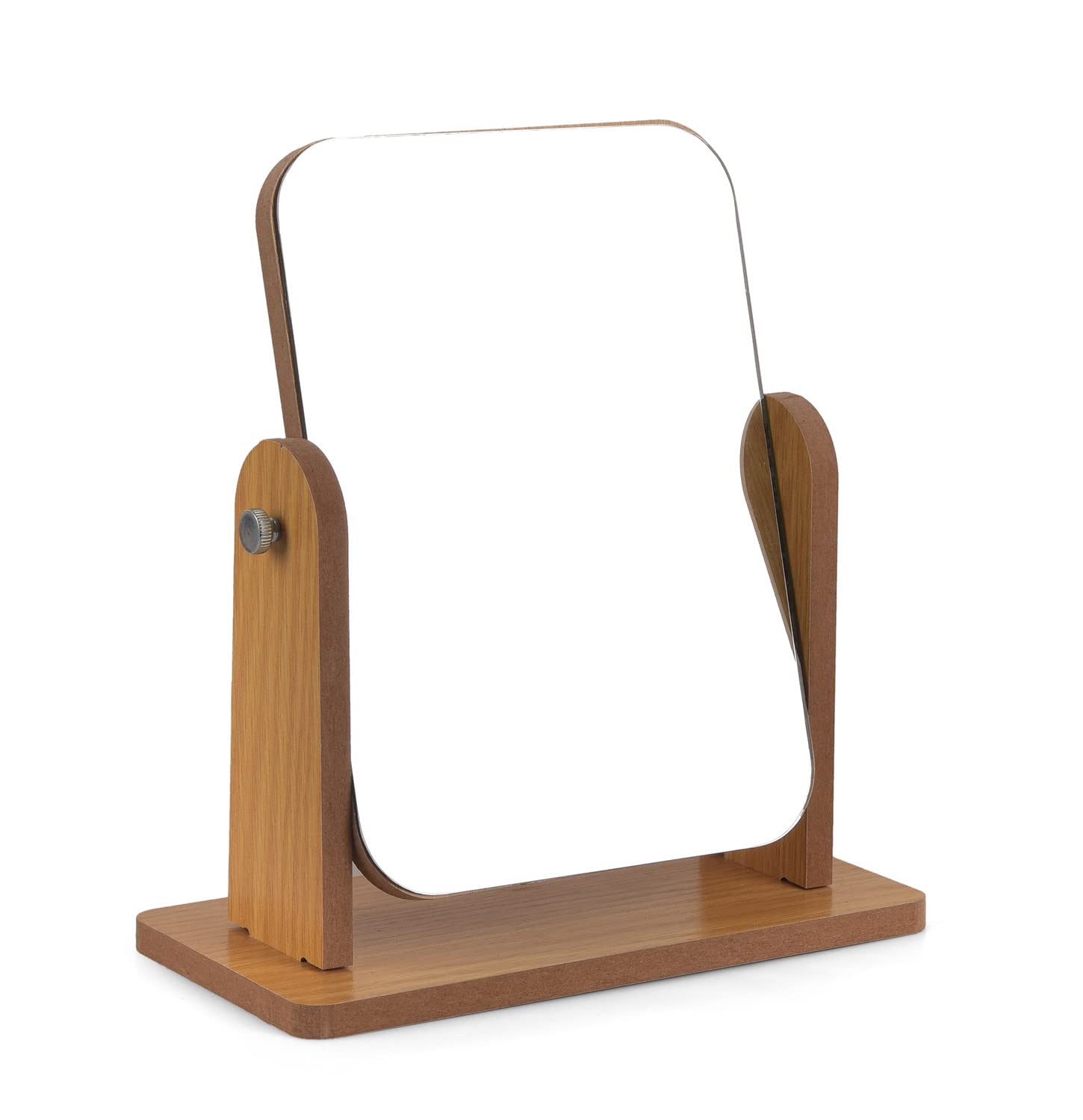 360° Swivel Wooden Makeup Mirror - Single-Sided Portable Vanity Mirror with Removable Stand, HD Tabletop Mirror for Home & Travel (Large Size) | Perfect for Bedroom Dressing Table, Bathroom, and Travel Makeup Kit